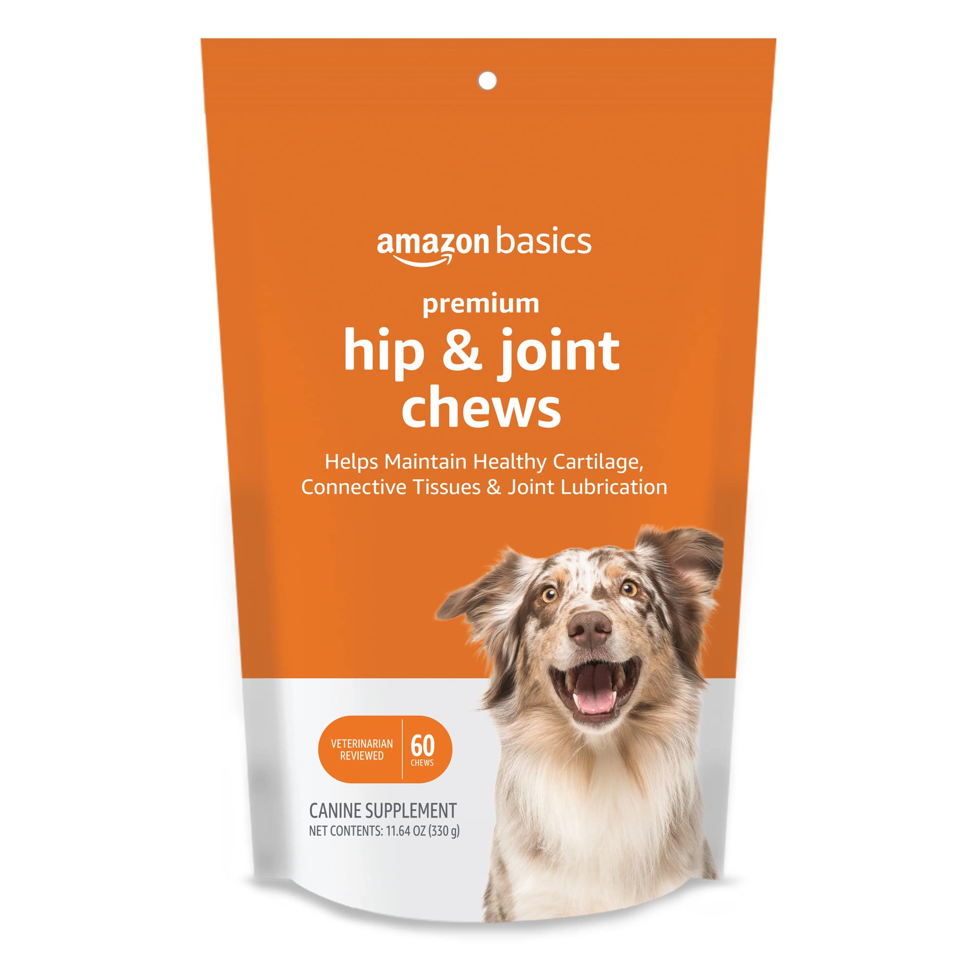 Amazon Basics Premium Dog Hip & Joint Supplement Chews with EPA and DHA, Chicken Liver Flavor, 60 Count (Previously Solimo)