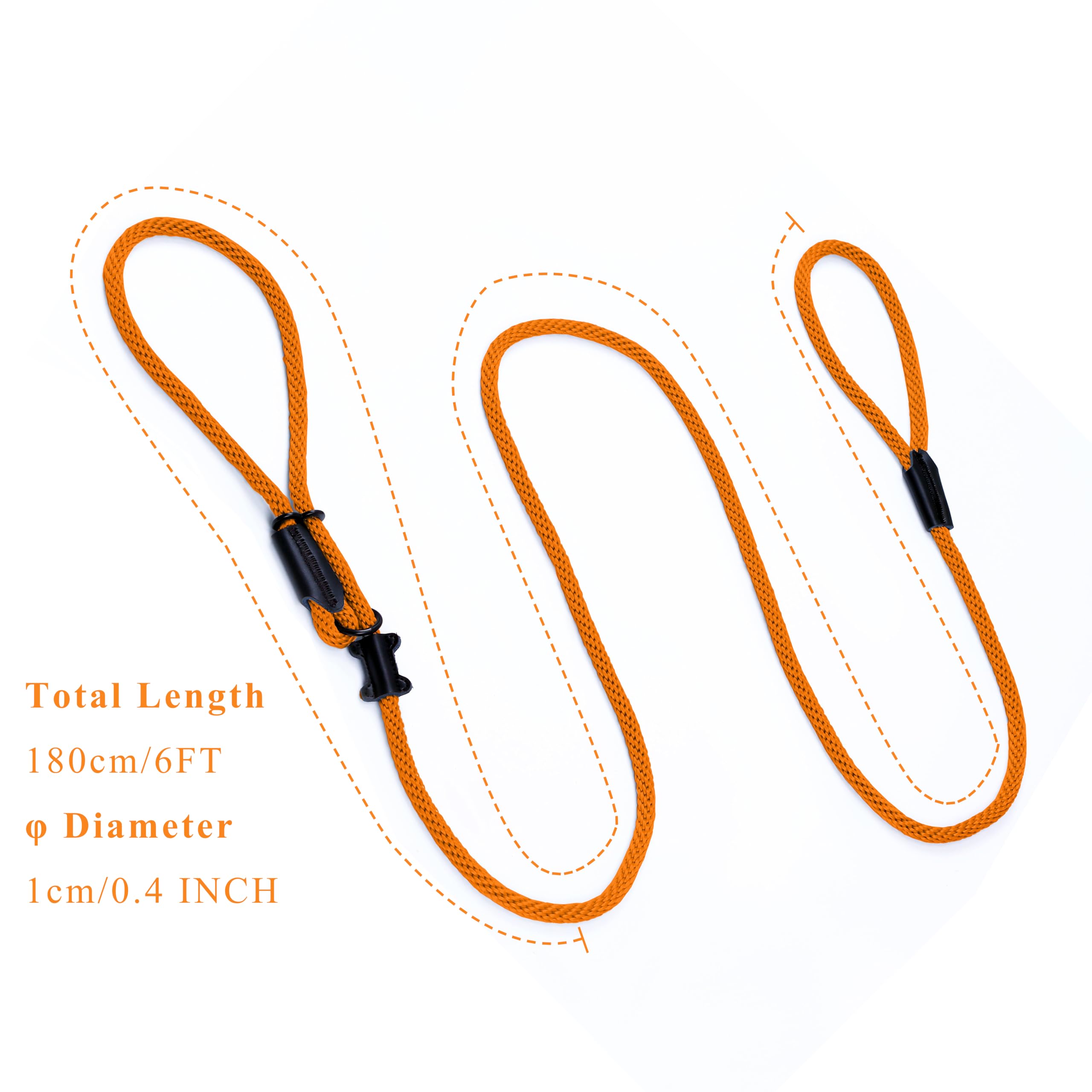 Multifunctional Figure 8 Padded Head Halter Walking Training Leather Stopper Slip Lead Dog Rope Leash (Orange)