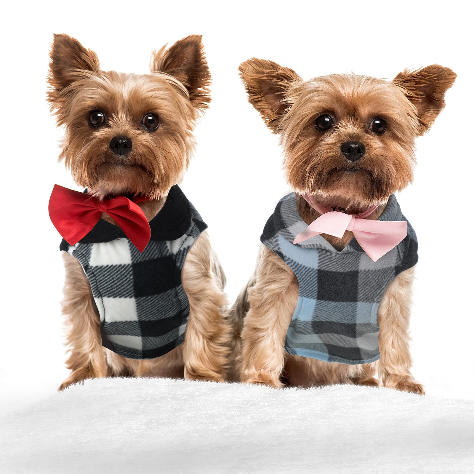 4 Pieces Soft Fleece Vest With Leash Ring Fabric Dog Sweater Camouflage Plaid Winter Fleece Vest Dog Pullover Jacket Warm Pet Do