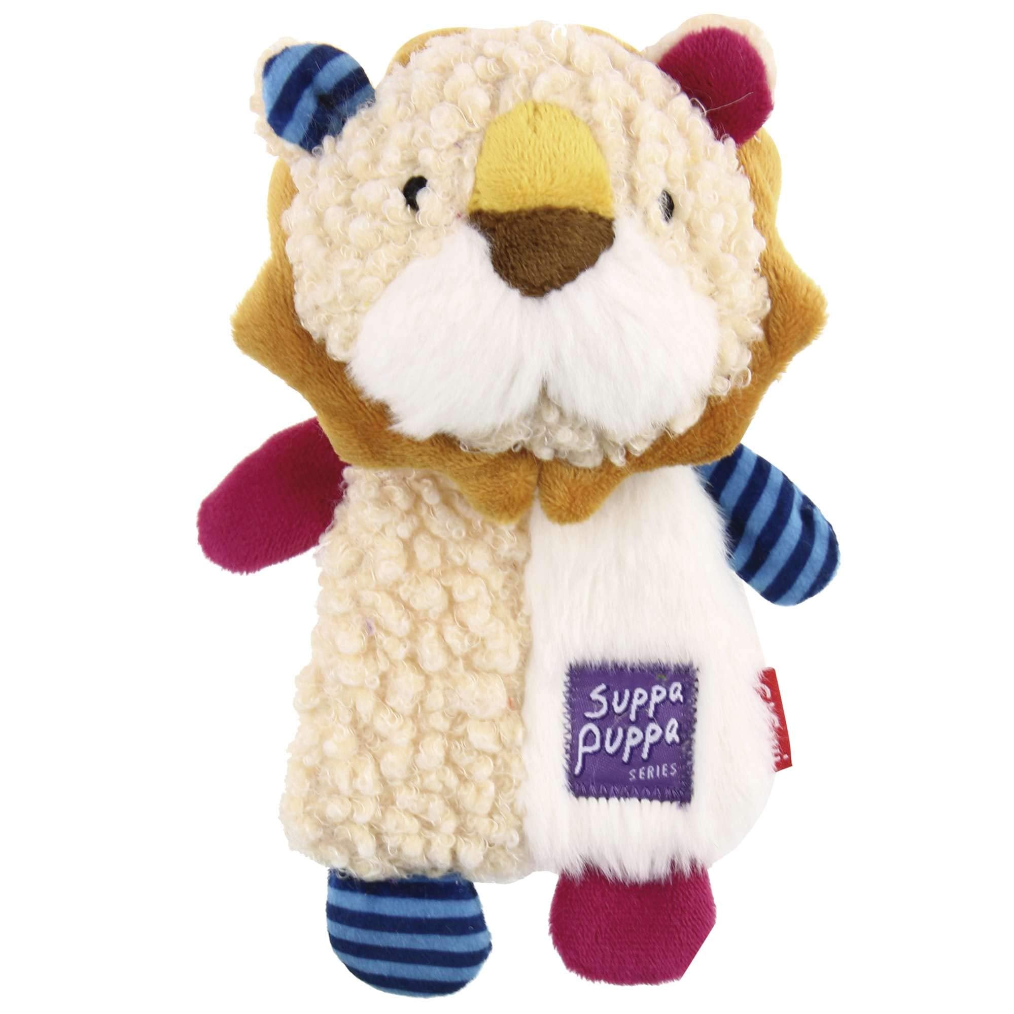 GiGwi Suppa Puppa Lion Plush Toy for Puppies & Small Dogs, Durable NonToxic Soft Dog Toy with Crinkle, Squeaker, Gentle Texture