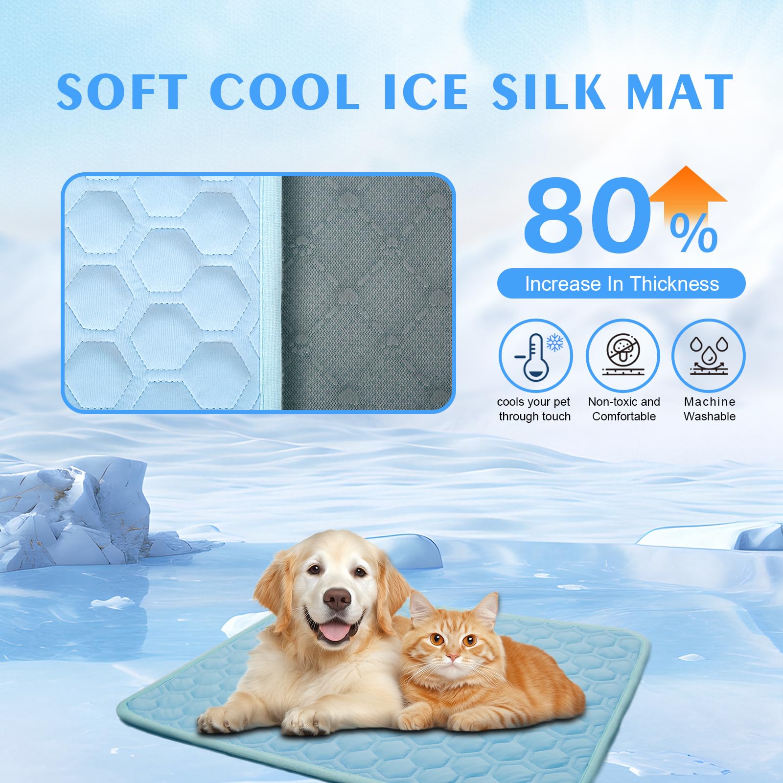 Xinchangshangmao Upgrade Dog Cooling Mat, Pet Dog Self Cooling Pad, Ice Silk Washable Cooling Mat For Dogs Cats Kennels Crates B