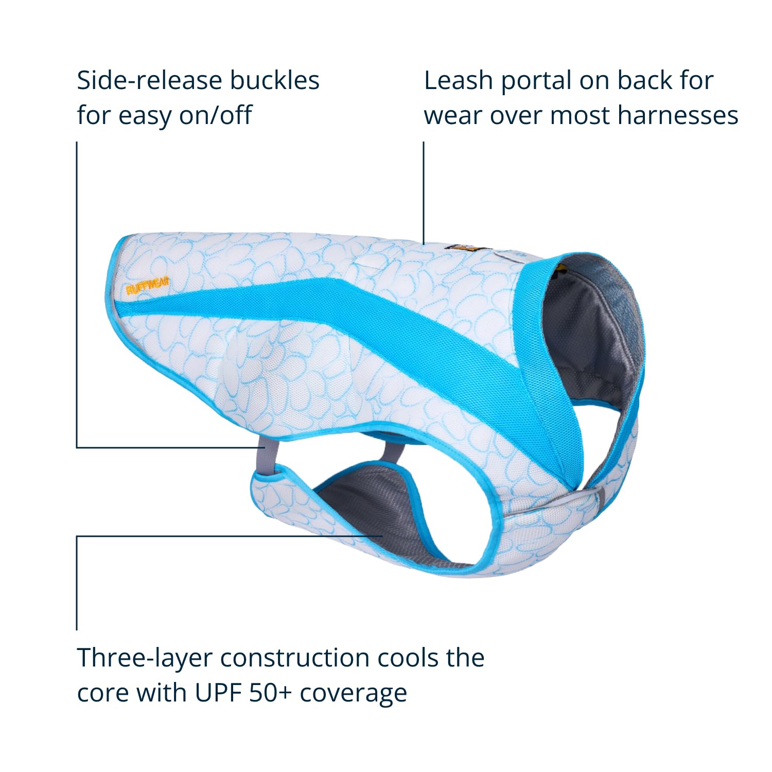 Ruffwear, Swamp Cooler Dog Vest, Evaporative Cooling For Hot Weather, Compatible With Most Harnesses, Biolumin Blue, Xx-Small