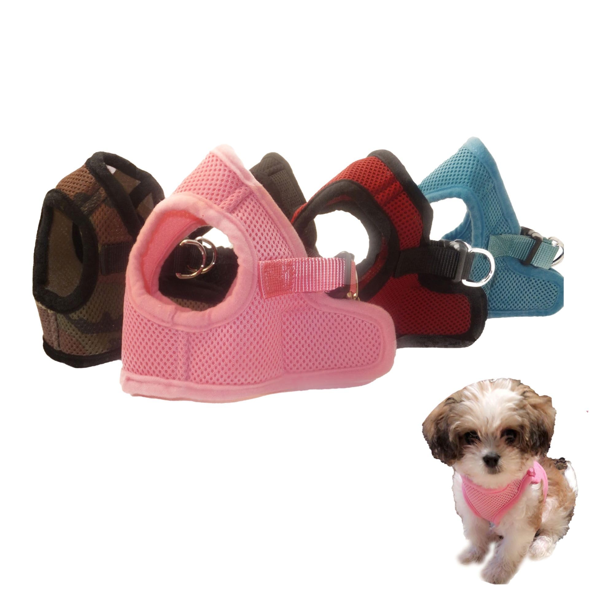 Snazzi Pet Teacup Dog Harness - Xxs Dog Harness - Soft Mesh Step In Dog Harness No Pull - Adjustable Dog Harness - Dog Harness Small Size Dog 2-25 Lbs Mini, Toy Yorkie (Pink, Sm 12.5'-13.5' 5-6.5 Lb)