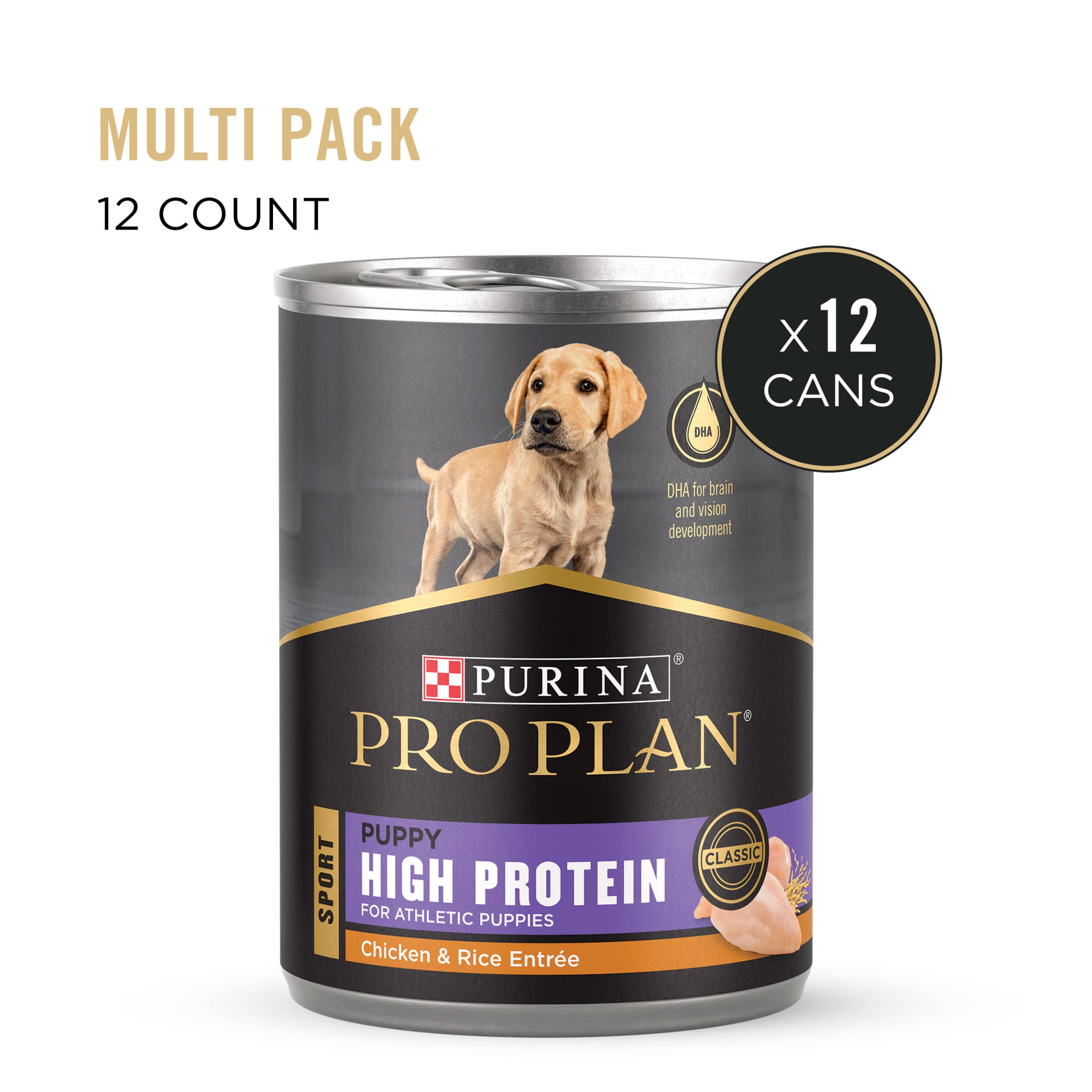 Purina Pro Plan Sport High Protein Puppy Food Chicken and Rice Entree Wet Formula - (Pack of 12) 13 oz. Cans
