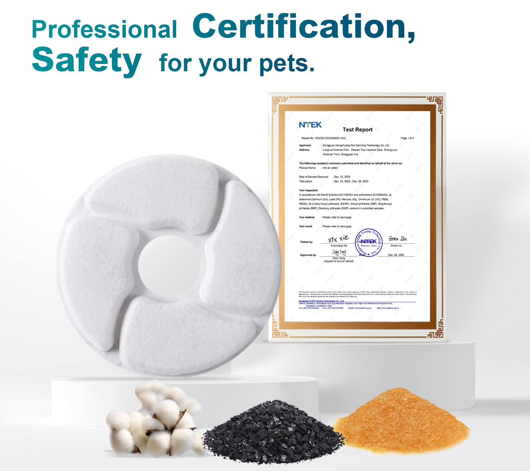 Pewingo Cat Water Fountain Replacement Filters, 6 Packs Pet Fountain Filters Triple Action With Resin And Activated Carbon Compatible For Cat Water Fountain 3L