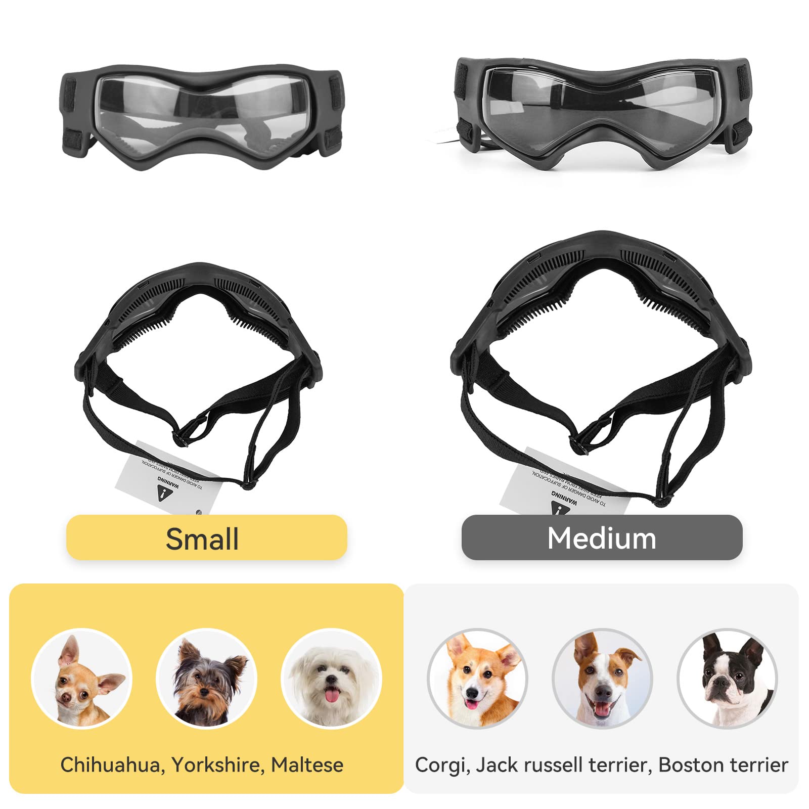 Dog Goggles Small Breed, Dog Sunglasses Small Breed Dog Eye Sun Light Protection, Uv Protection Goggles For Dog With Adjustable