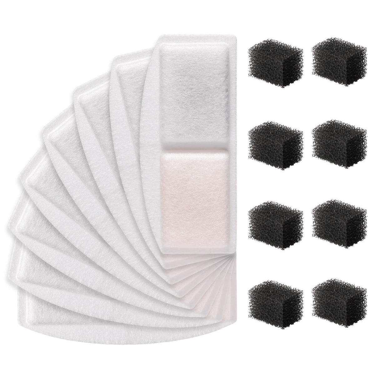 Veken 8 Pack Replacement Filters & 8 Pack Replacement Pre-Filter Sponges For 100Oz/3L Automatic Pet Fountain Cat Water Fountain 