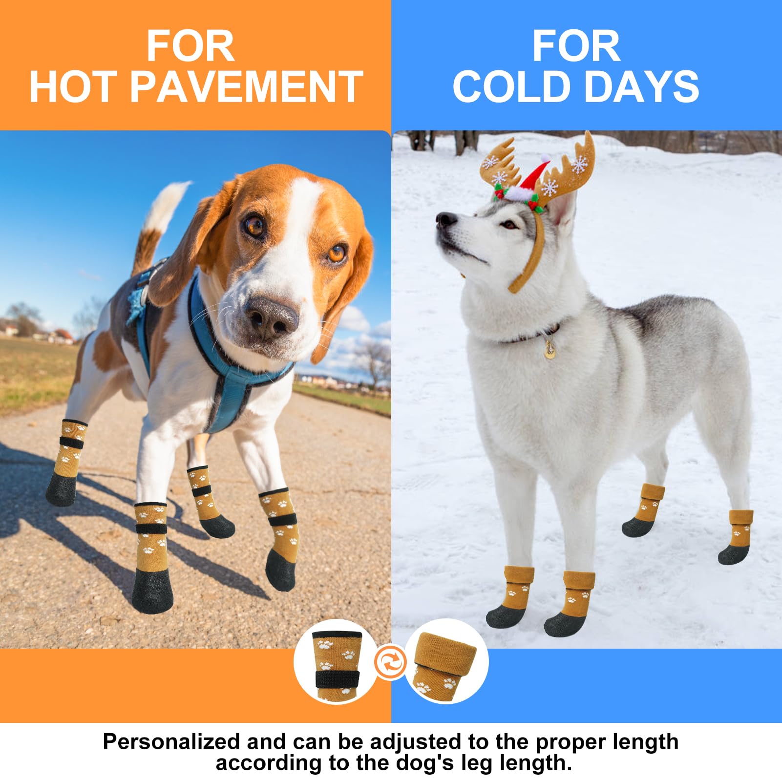Beautyzoo Dog Boots For Medium Dogs, Dog Boots & Paw Protectors For Winter Snowy Day Summer Hot Pavement, Waterproof Dog Booties