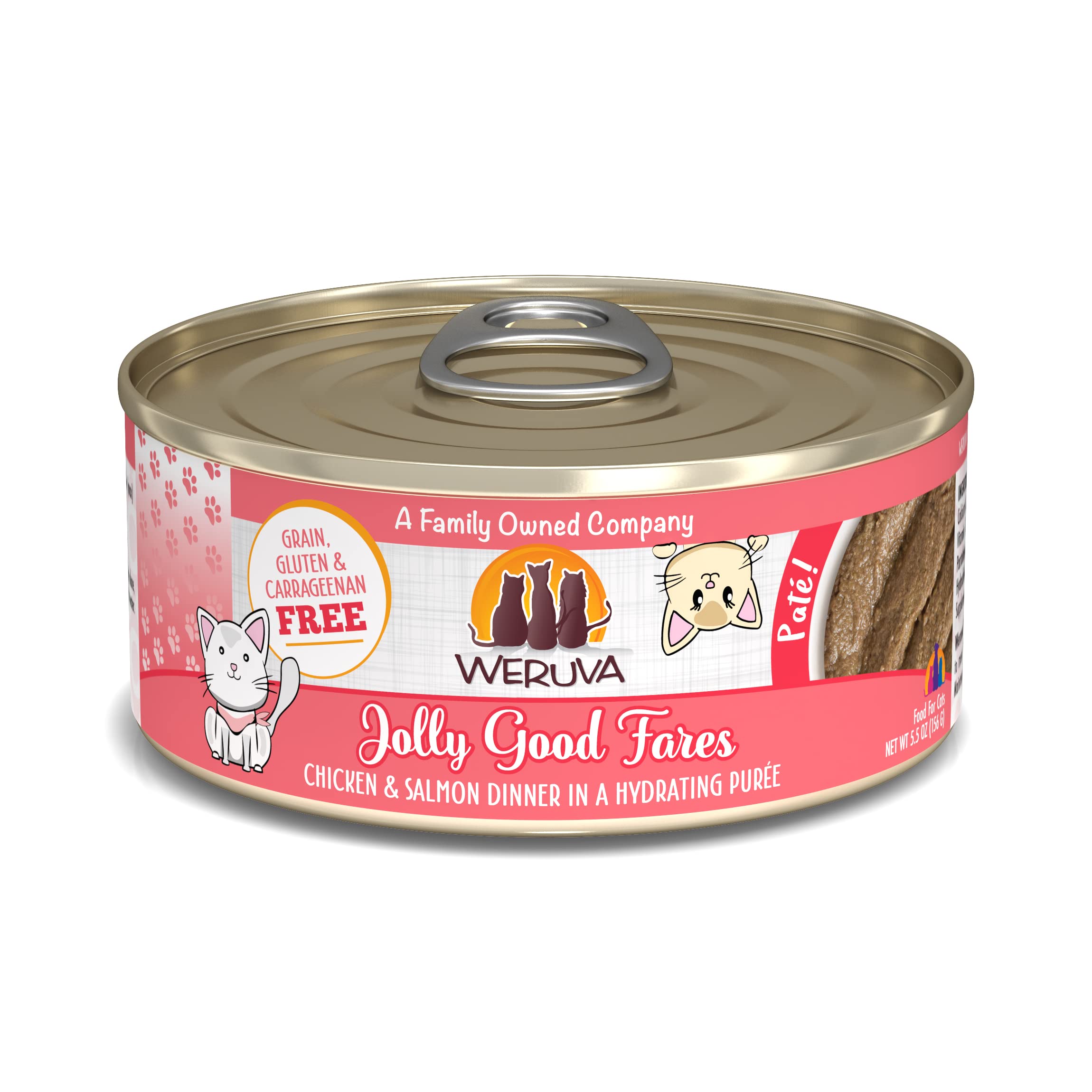Weruva Wet Cat Food, Jolly Good Fares with Chicken and Salmon Pate, 5.5oz Can, Pack of 8