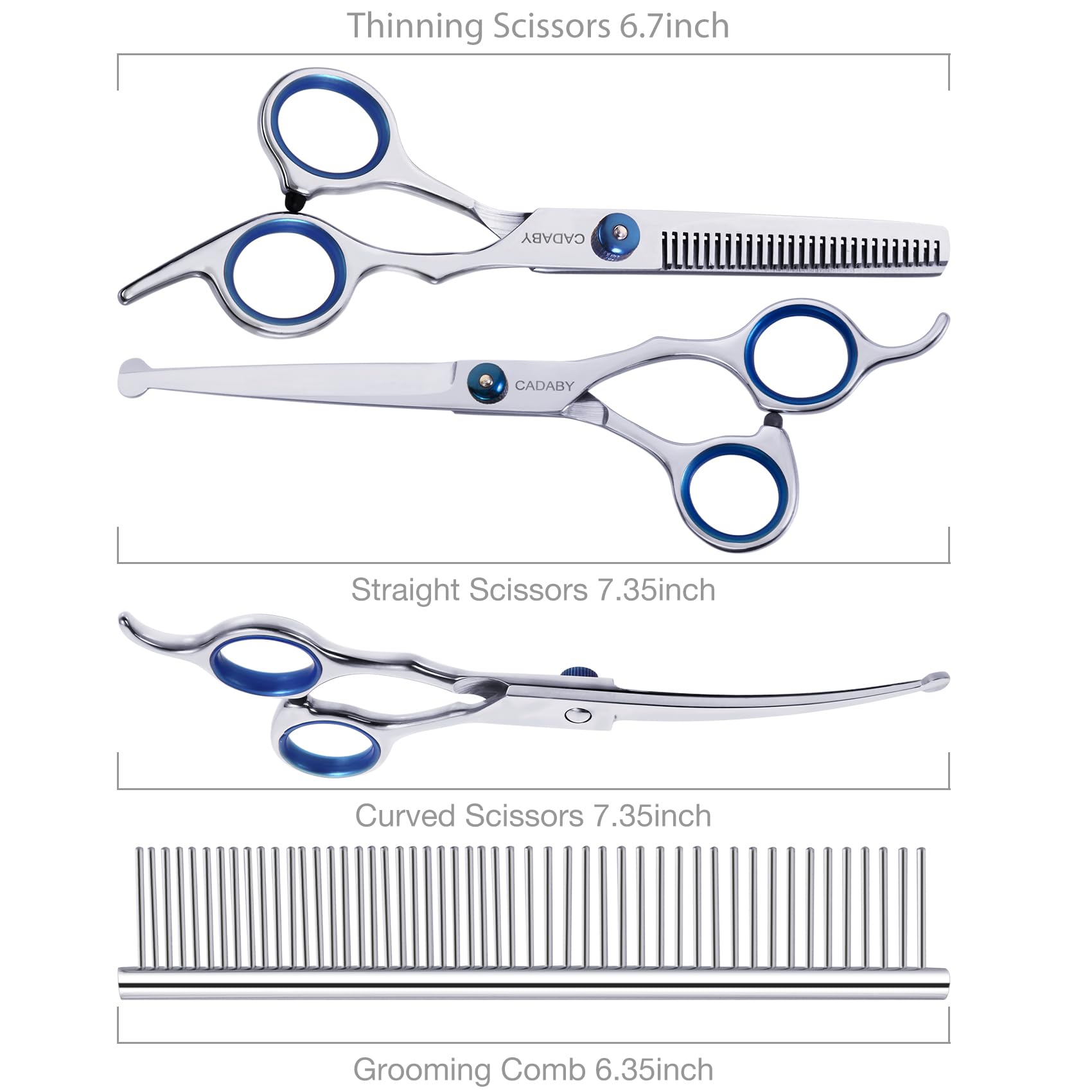 Cadaby Dog Grooming Scissors With Safety Round Tips,5 In 1 Dog Grooming Scissors Kit, 4Cr Stainless Steel Professional Pet Groom