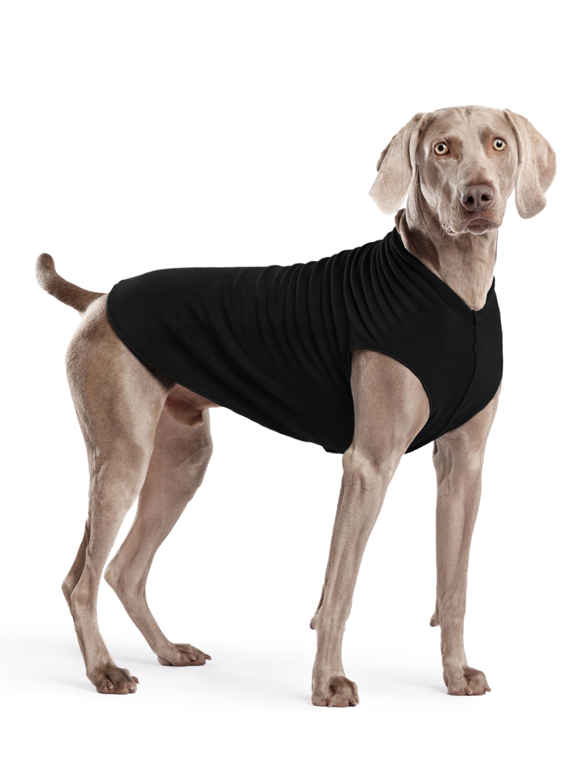 Gold Paw Stretch Fleece Dog Coat, Stretchy Pet Sweater, Machine Washable Pullover For Winter And Fall, Black, 22