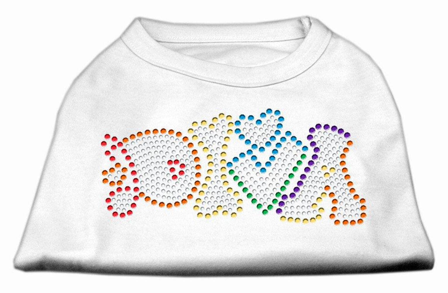 Pet Dog & Cat Shirt Rhinestone, 'Technicolor Diva' White Sm (3-6 Lbs.)