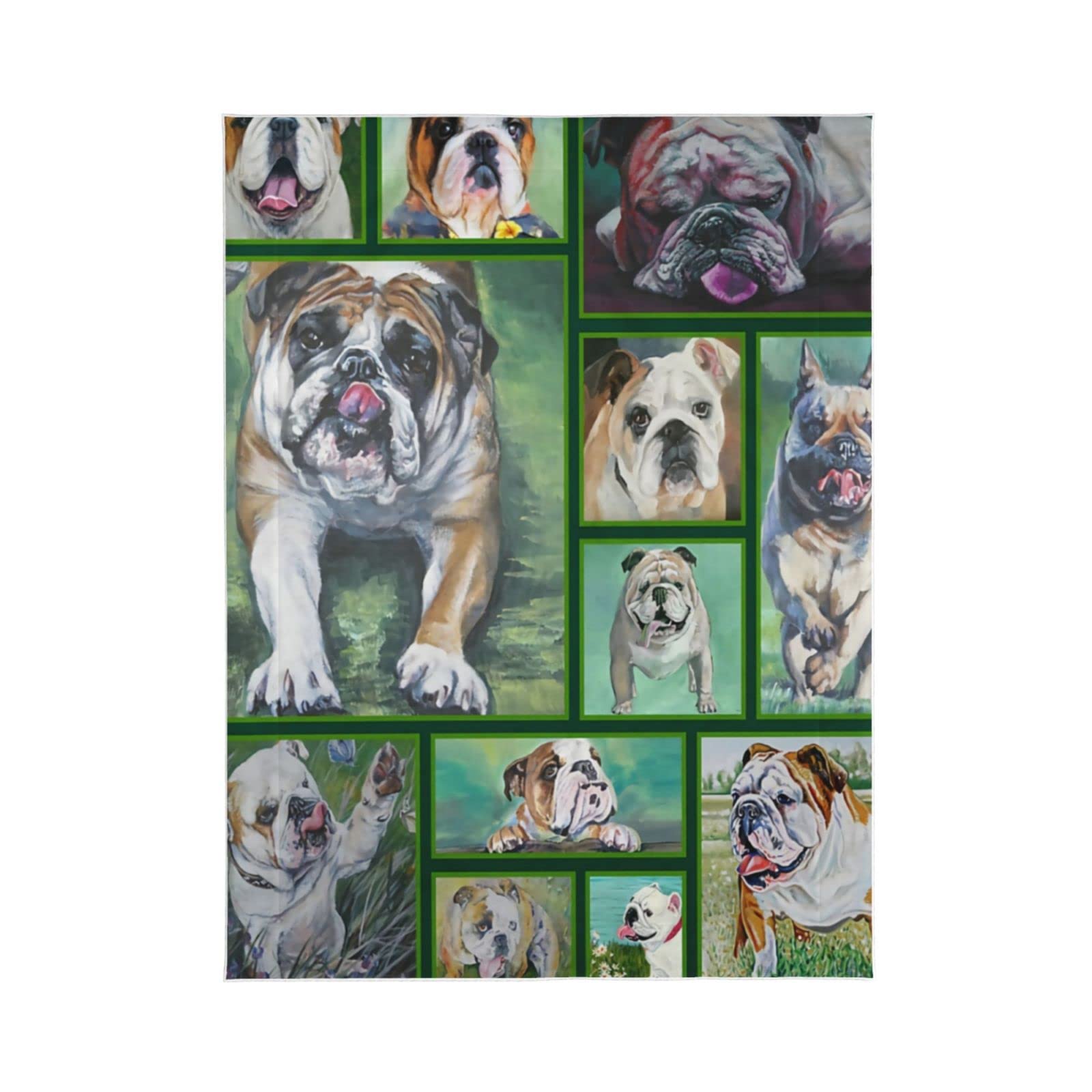 Cute Printing Super Soft Pet Throw Blanket Bulldog Sofa Bed Blanket Suitable for Small MediumSized Dogs Catsblack Small