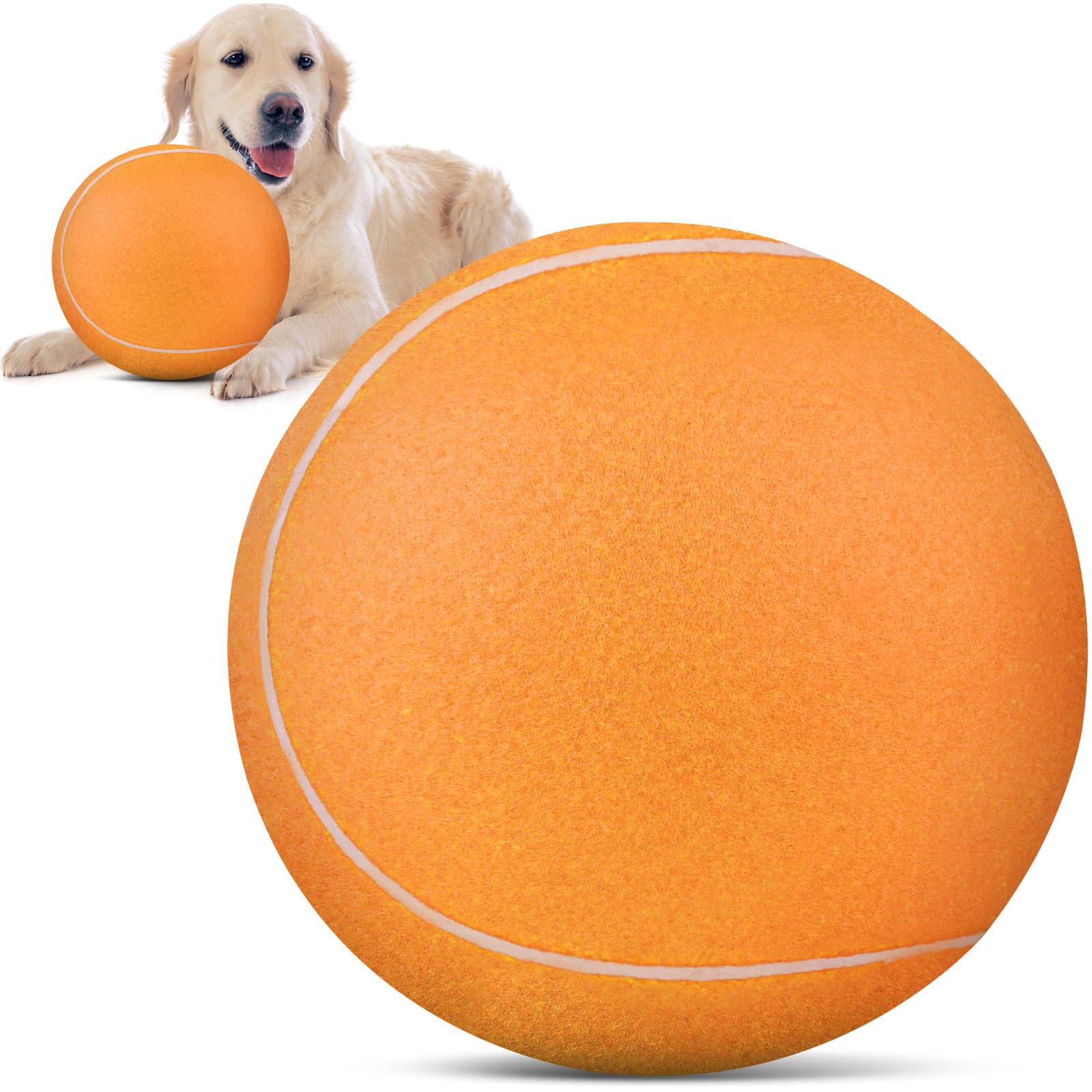 Qdan Large Tennis Ball For Dogs: Pet Toys 9.5' Giant Outdoor Dog Balls - Interactive Herding Ball For Medium Big Dogs Birthday 
