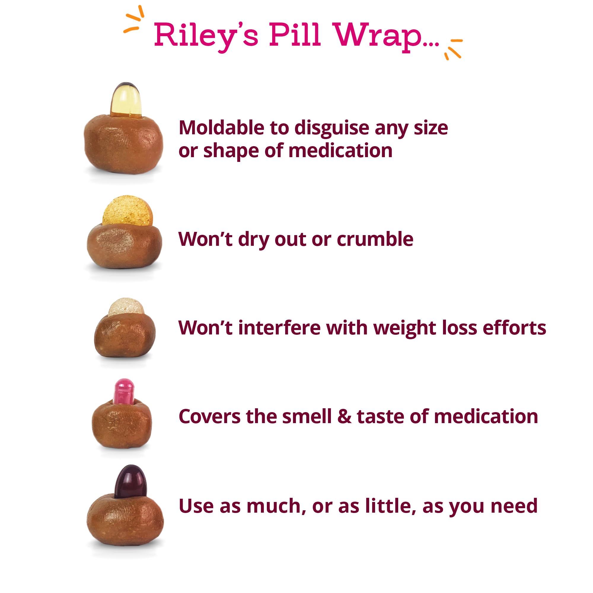 Rileys Pill Wrap for Dogs - Delicious Pumpkin & Peanut Butter Flavored Pill Paste for Dogs - Wrap Pills, Capsules, Tablets in a
