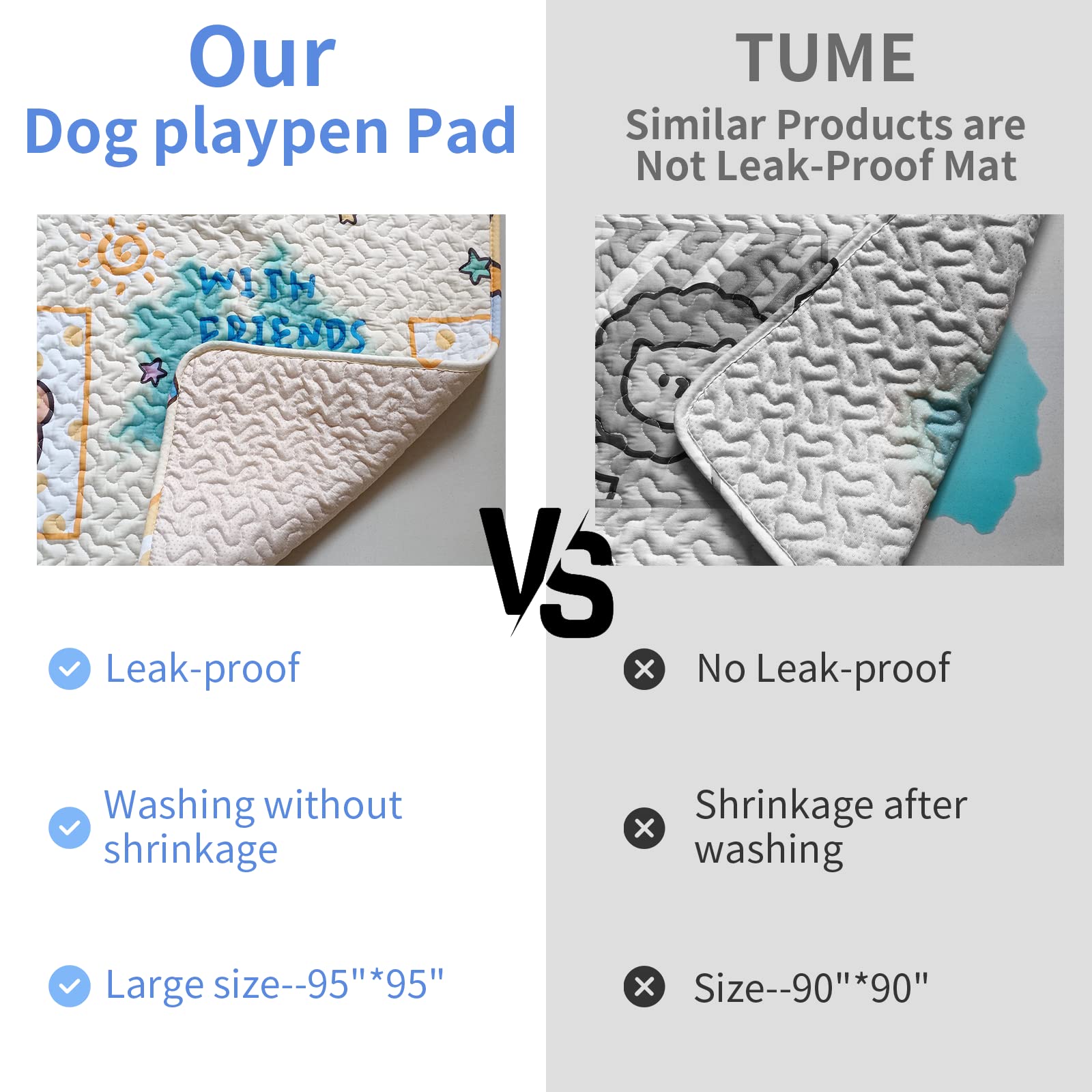 New Upgrade Dog Playpen Mat 2-Pack Crate Mat Puppy Pads, Personalized Dog Crate Pad,[Playpen Not Included!],Reusable Whelping Pl