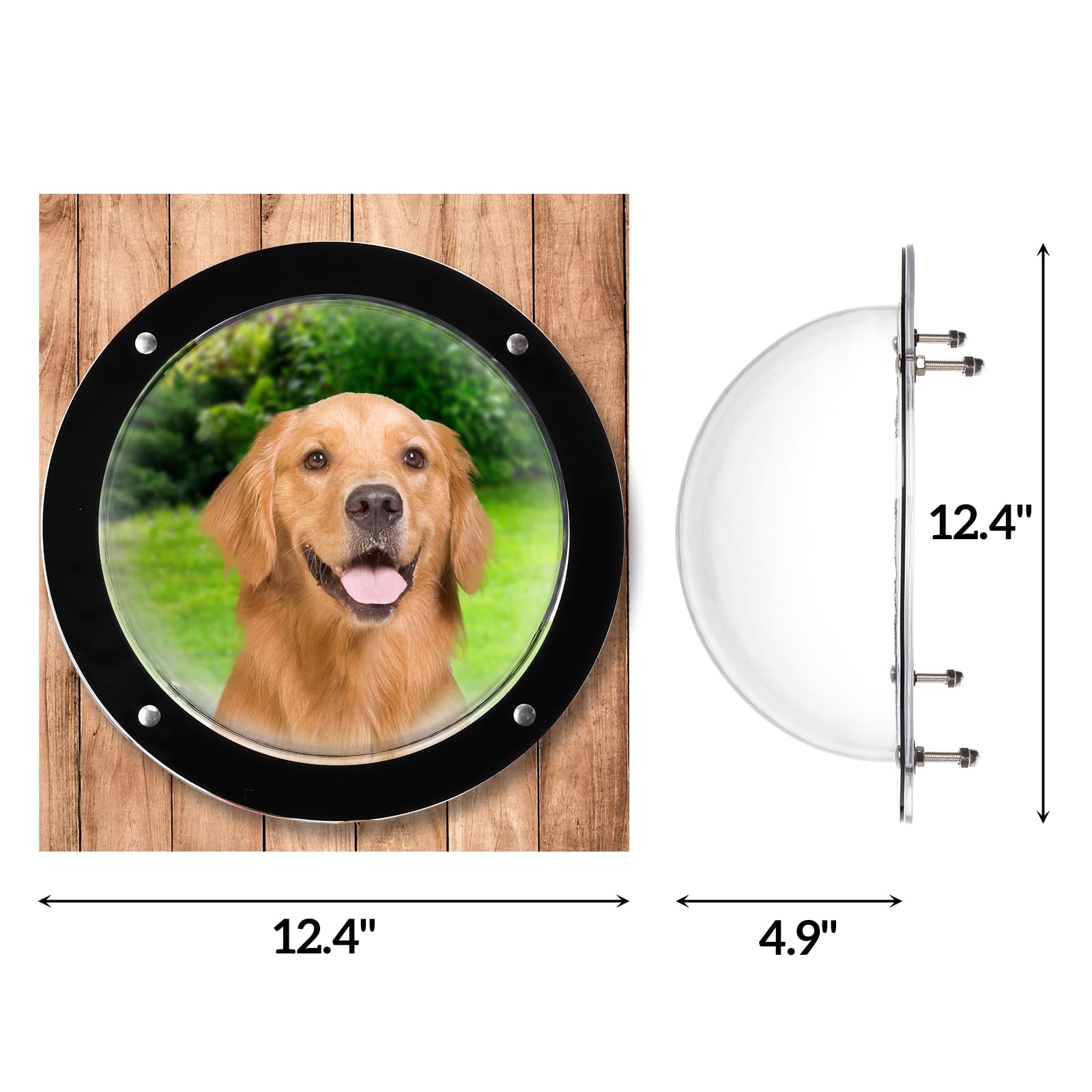 Goaste 2 Pack Dog Fence Window, 12.4 Inch Clear Pet Dome, Durable Plastic Pet Peek Windows Playground, Doggie Fence Safe Domes,