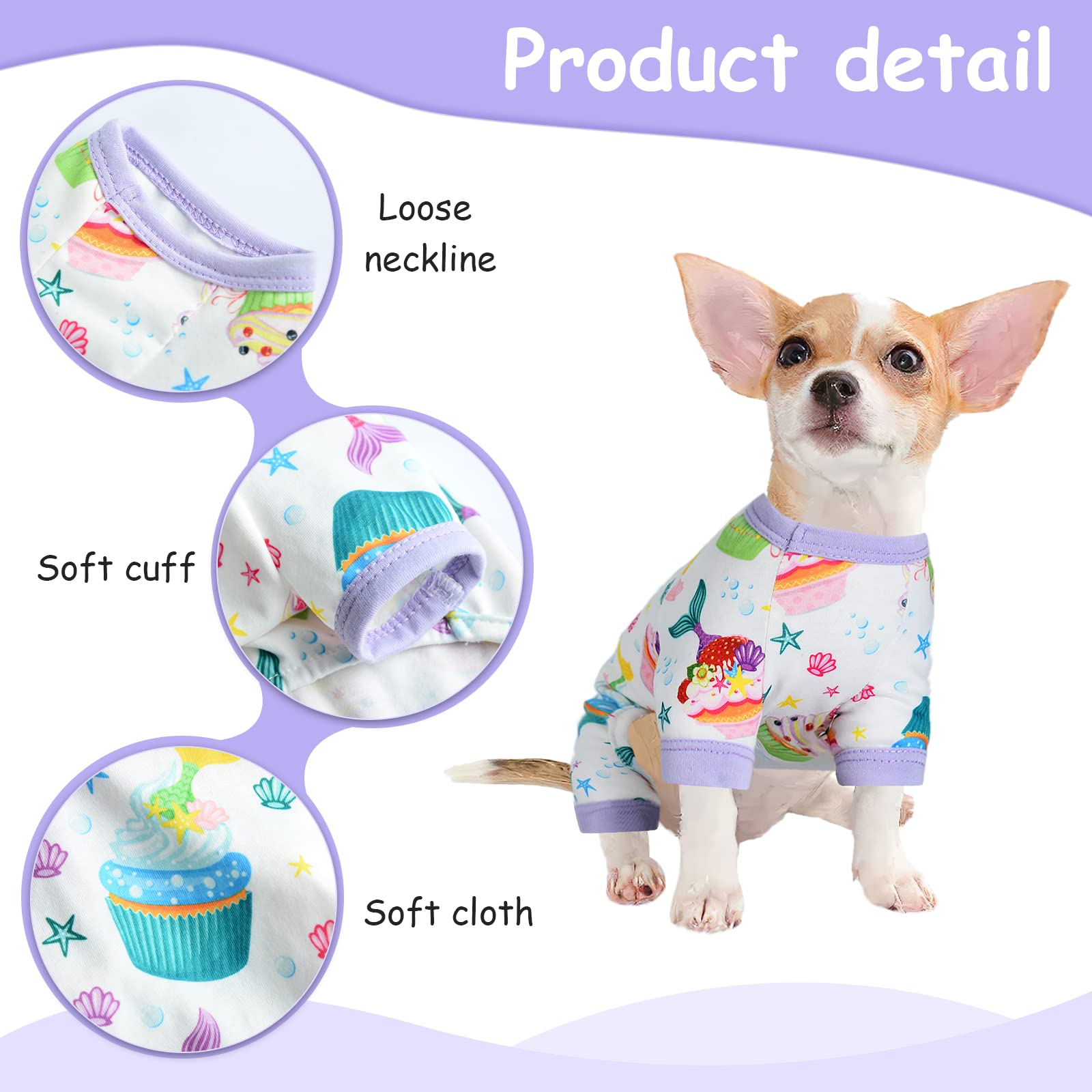 Dog Pajamas For Small Dogs Girl Boy Puppy Pjs Summer Pet Onesies For Chihuahua Yorkie Teacup Cute Soft Material Stretch Able Cat Clothes Outfit Apparel Doggy Jumpsuit (Medium, Cake)