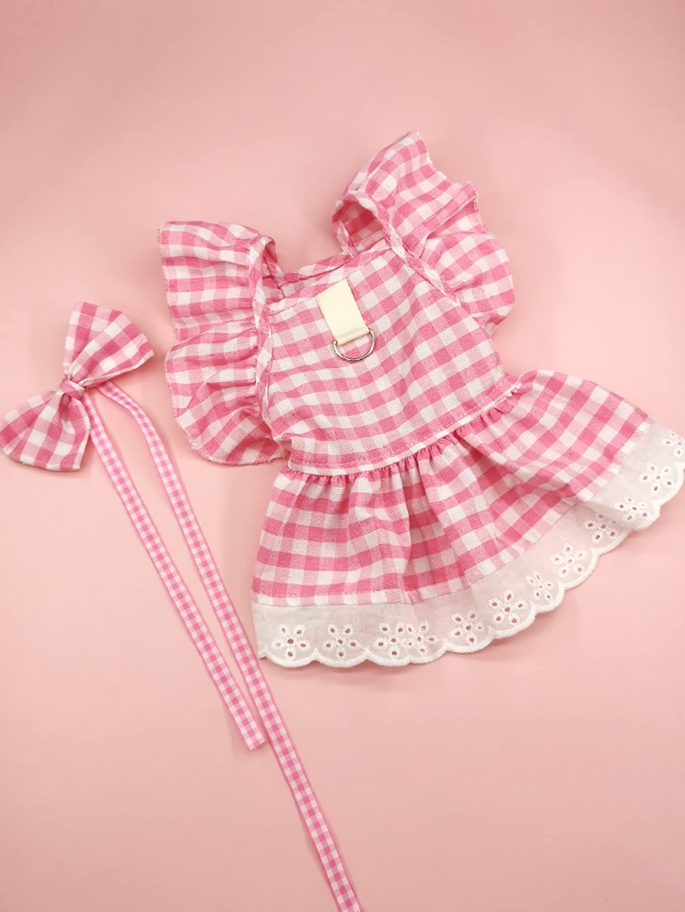 QWINEE Cute Dog Dress Ruffle Trim Cat Lace Princess Dresses with Bow Decor Puppy Tutu Skirt Holiday Party Costume Outfit for Sma