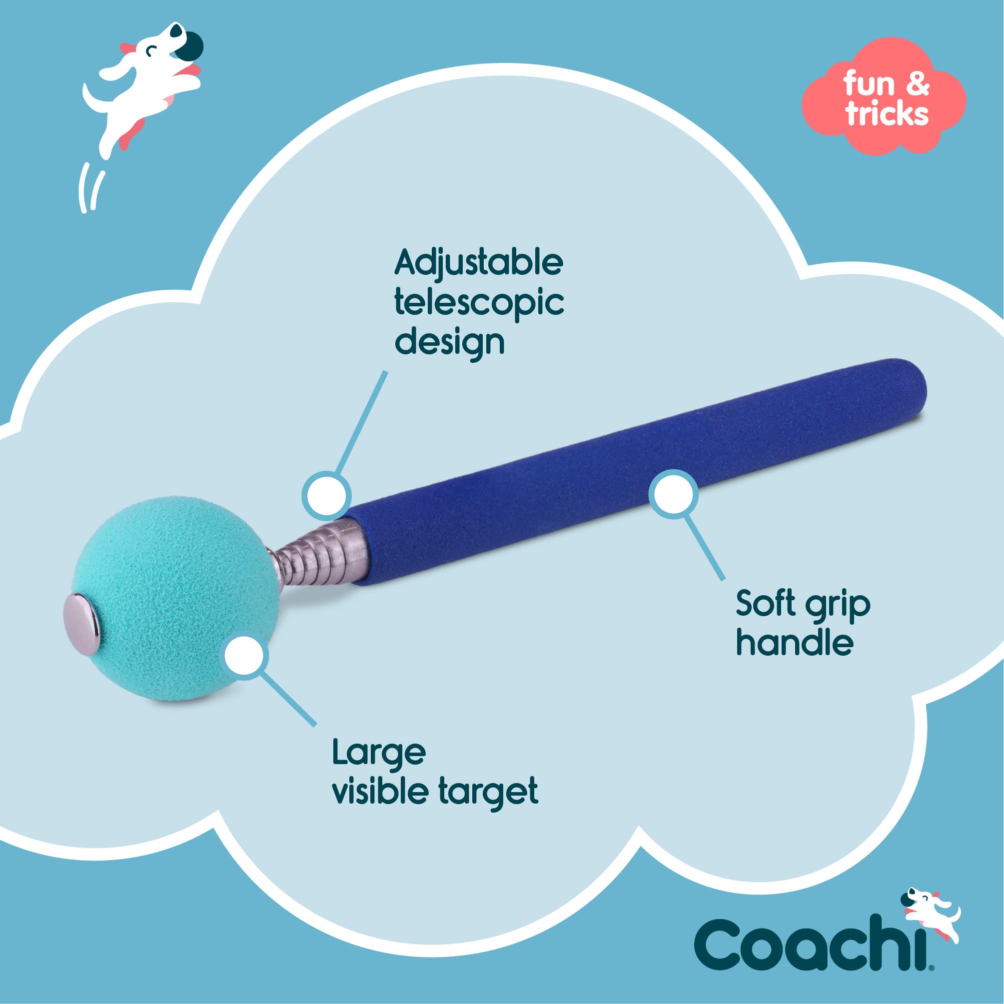 Coachi Target Stick, Telescopic Design with Large Ball for Target, Dog Accessory for Clicker & Agility Training, Teach Commands