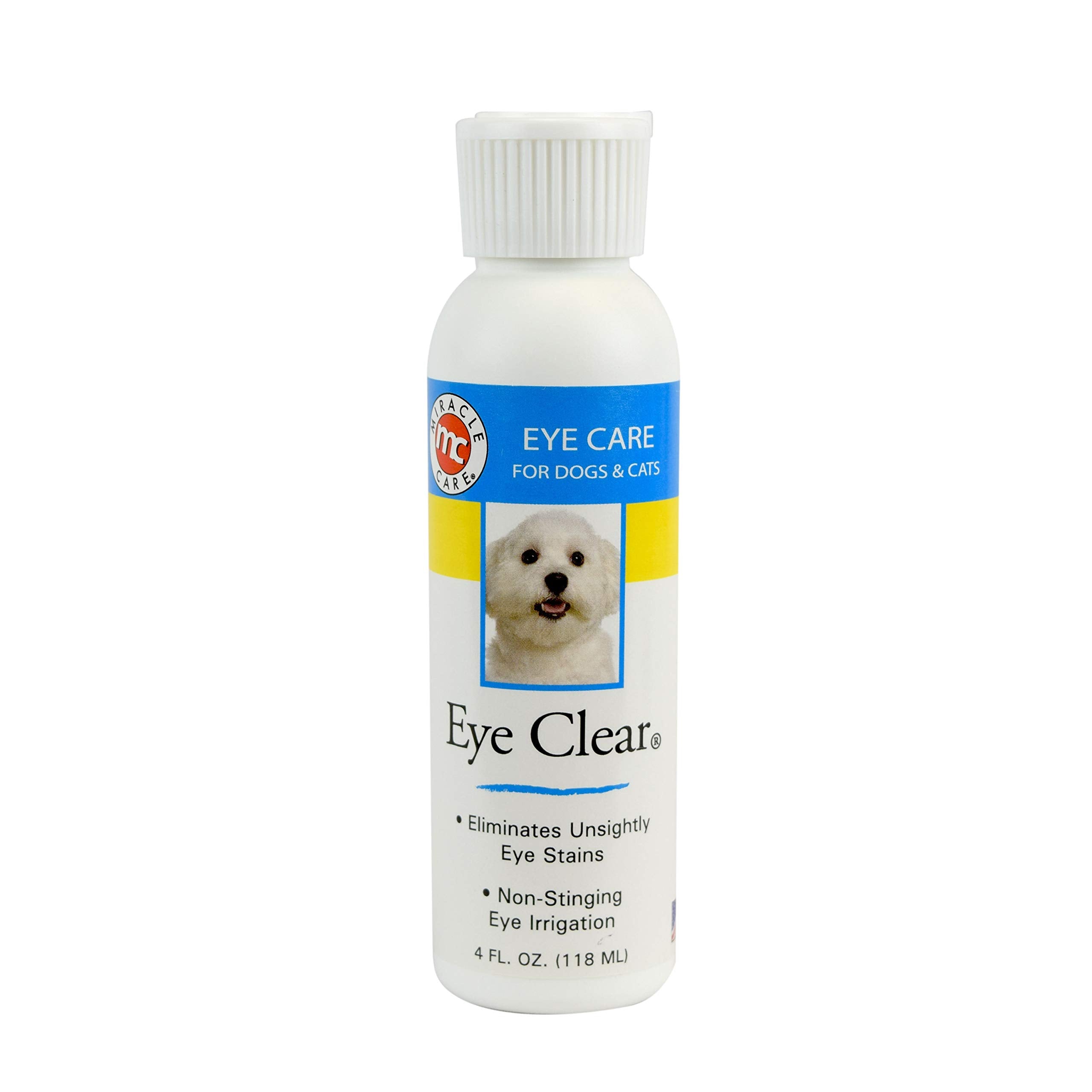 Miracle Care Eye Clear for Dogs and Cats, 4 Ounce, Non Stinging Eye Drops to Remove Tear Stains and Debris