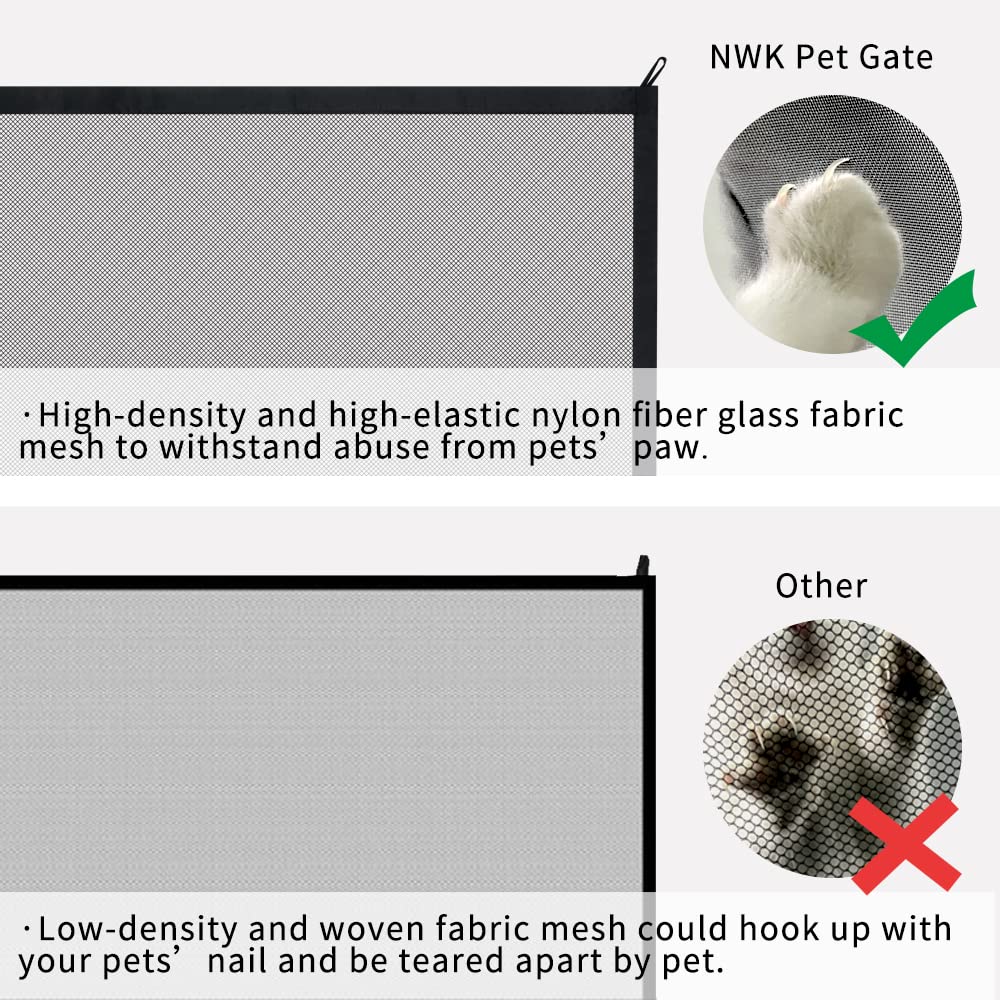 NWK Magic Dog Gate - Stairs Pet Gate, 30''x38'', Black, Plastic, 6 Hooks Design, Model Pet Gate Parent