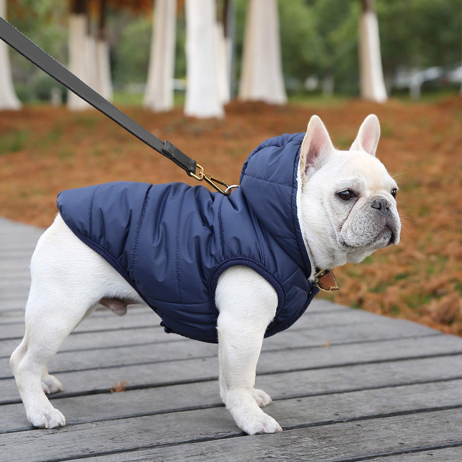 Fleece Hoodie For Dogs - Windproof Waterproof Coat, Winter Warm Jacket, Cold Weather Pet Apparel Clothes Vest For Small Medium L