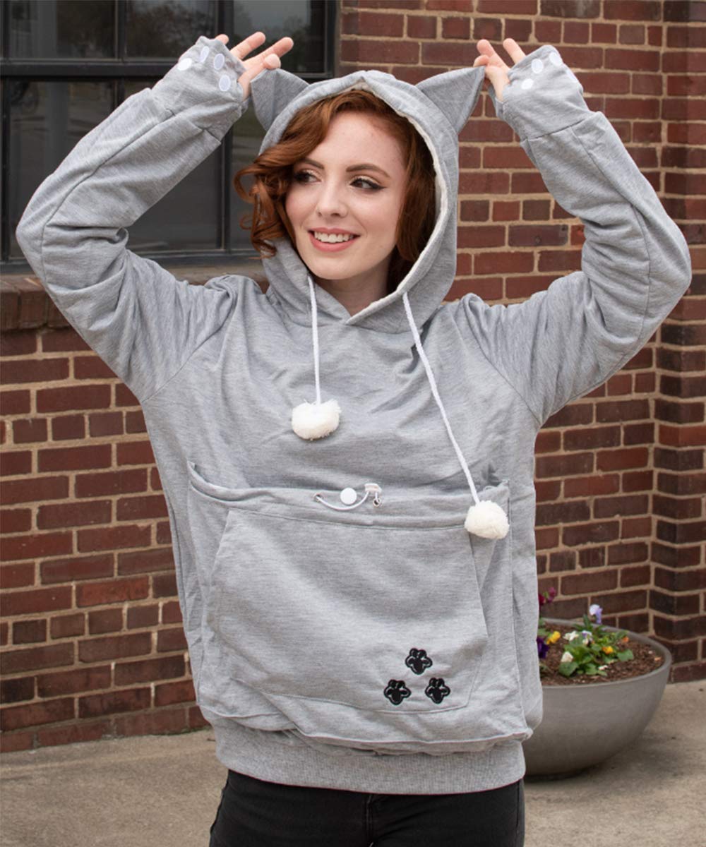 Kei Tomlison Unisex Big Pouch Hoodie Long Sleeve Pet Dog Holder Carrier Sweatshirt,Grey,Xx-Large