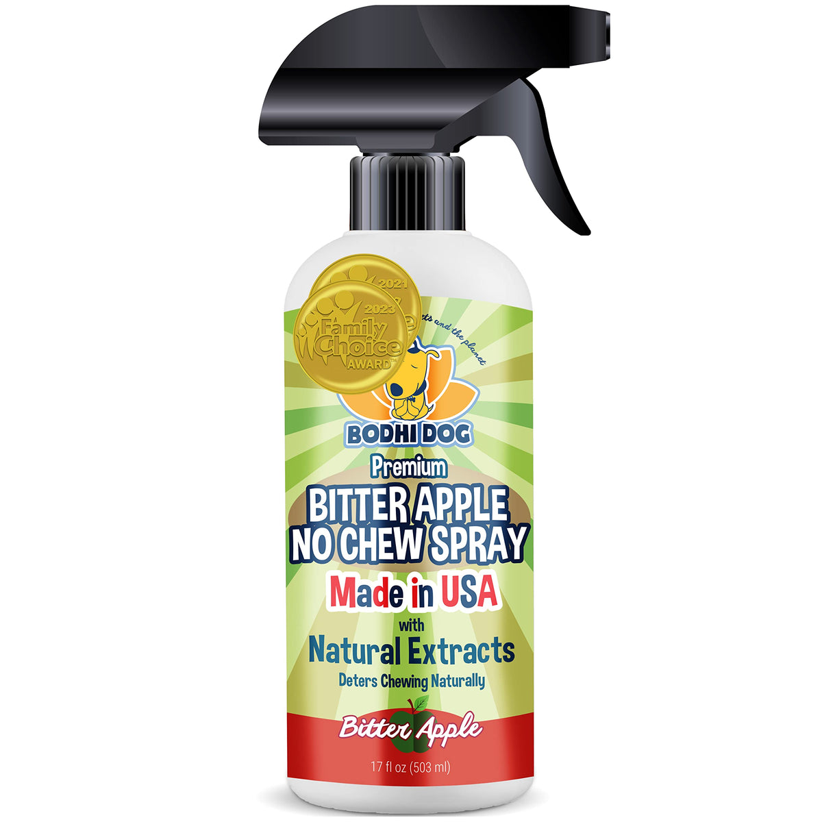 Bodhi Dog Bitter Apple No Chew Spray - Natural Training Aid For Dogs & Puppies - Discourages Pet From Chewing And Biting On Furniture, Shoes, Plants & More - Safe, Humane, Made In Usa (17 Fl Oz)