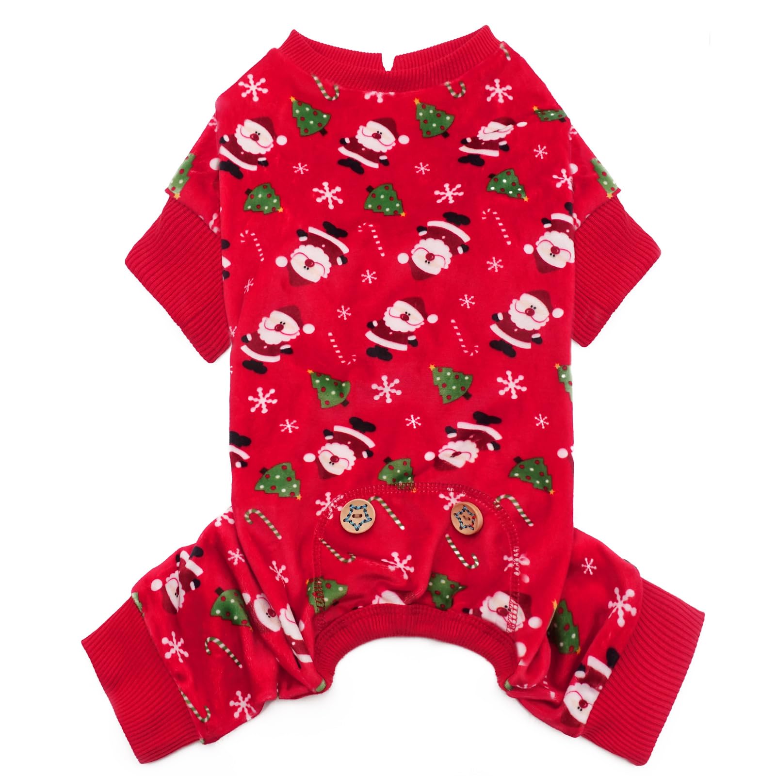Kyeese New Year Dog Pajamas Santa Claus Dogs Pjs For Small Medium Dogs Holiday Dog Onesie Soft Velvet