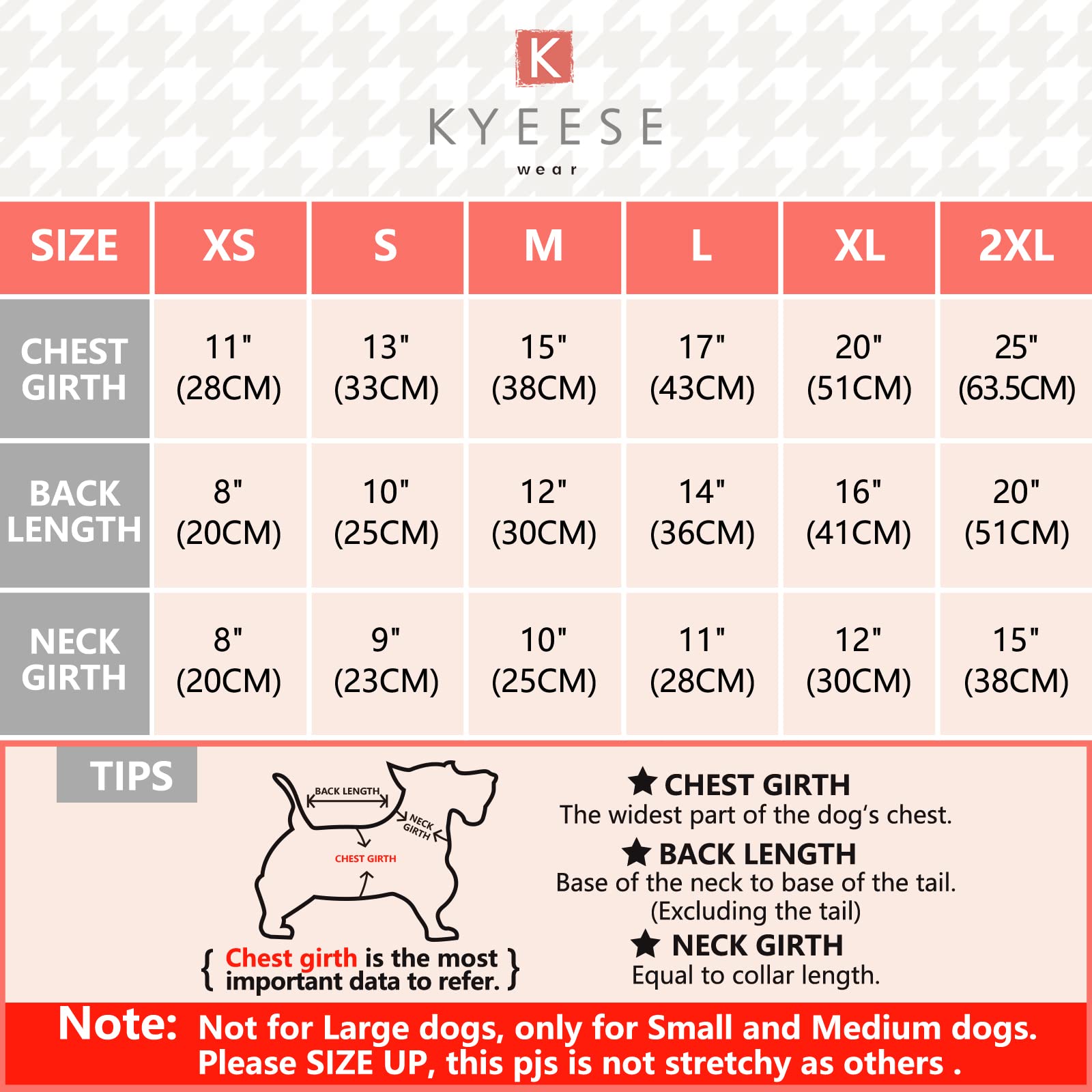 Kyeese Dog Pajamas Lightweight Dog Pjs Dog Onesie Jumpsuit Dog Hair Shedding Cover For Small Medium Dogs (Small1 (Pack Of 1), Pi