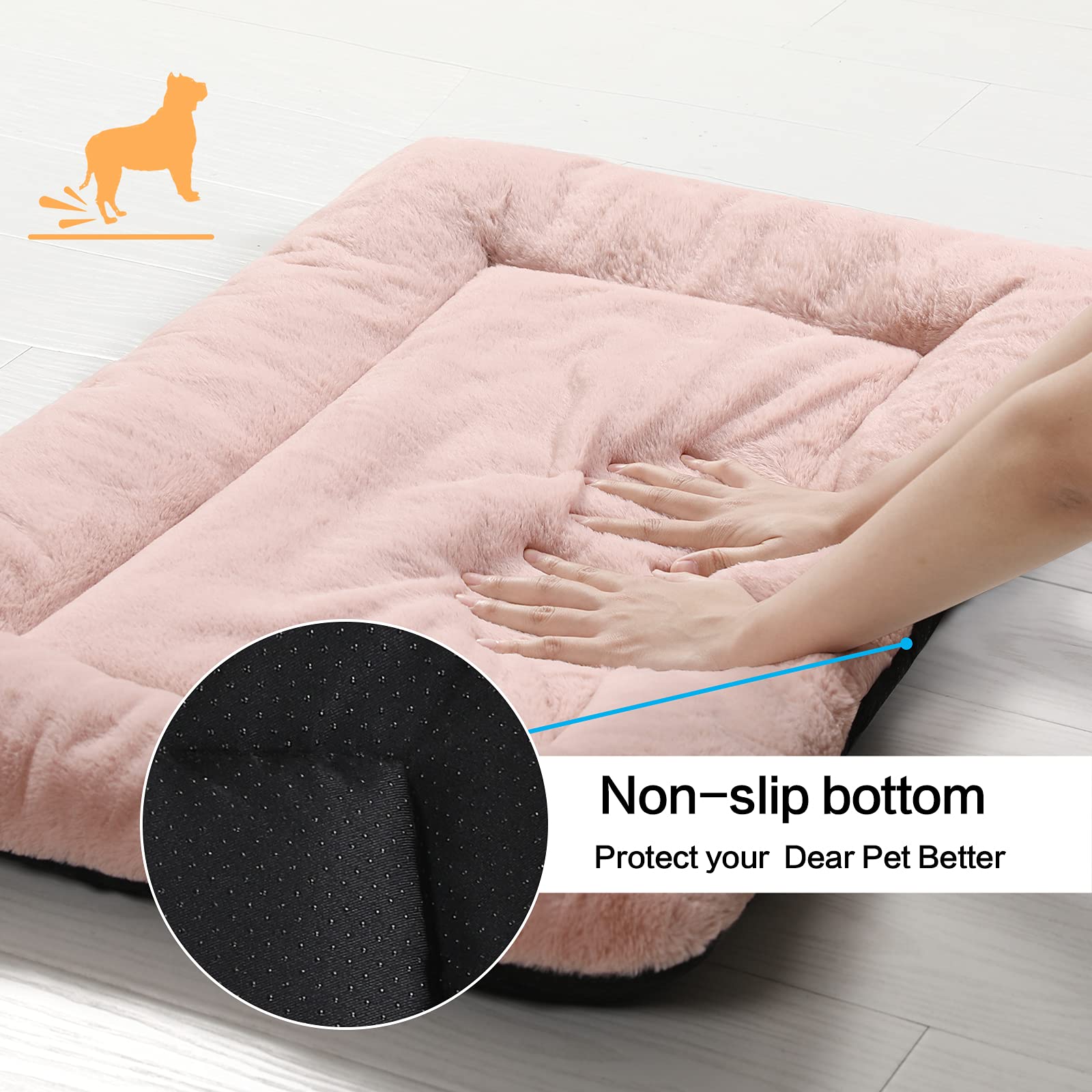 Dog Beds Crate Pad For Small Dogs Fit Metal Dog Crates,Ultra Soft Dog Crate Bed Washable & Anti-Slip Kennel Pad For Dogs Cozy Sleeping Mat,Pink 24Inch
