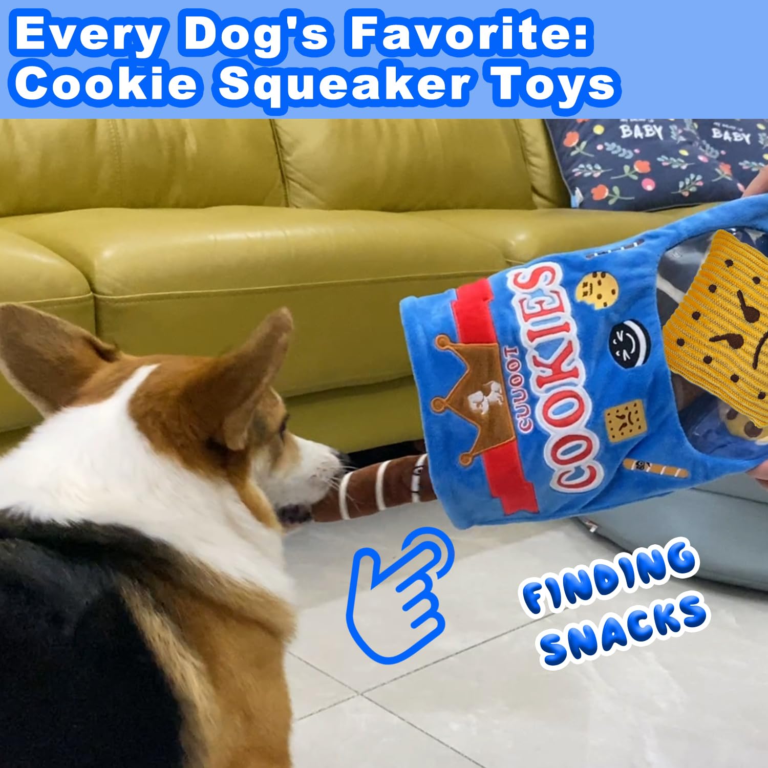 CUUOOT Treat Dispensing Dog Toys, Crinkle Squeaky Interactive Dog Toys, Enrichment Treat Puzzle Dog Toy for Medium, and Large Do