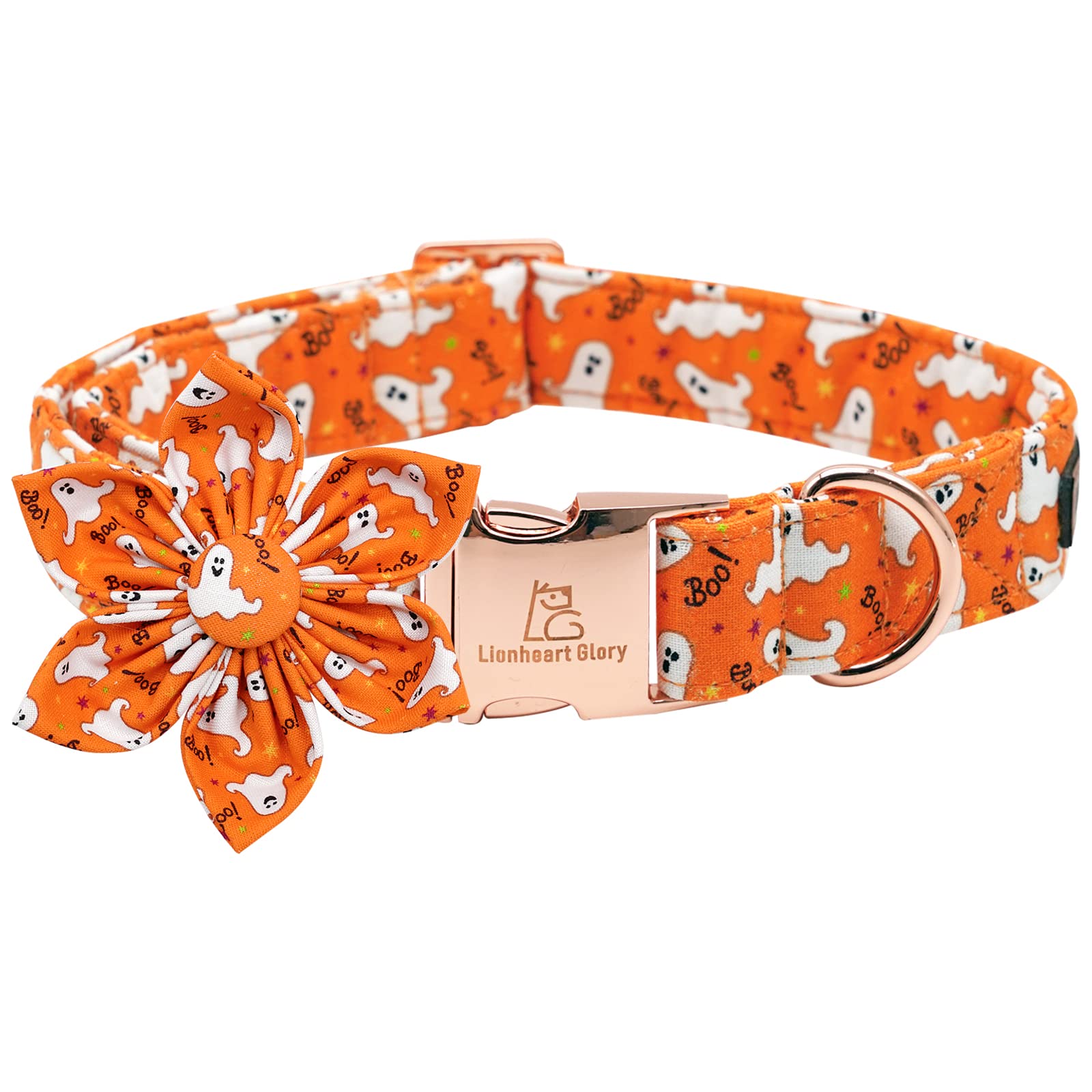 Lionheart Glory Halloween Dog Collars, Dog Collar With Flower Heavy Duty Adjustable Fall Dog Collar For X-Large Dogs Collar Flower Dog Collar Female Or Male Dog Collar
