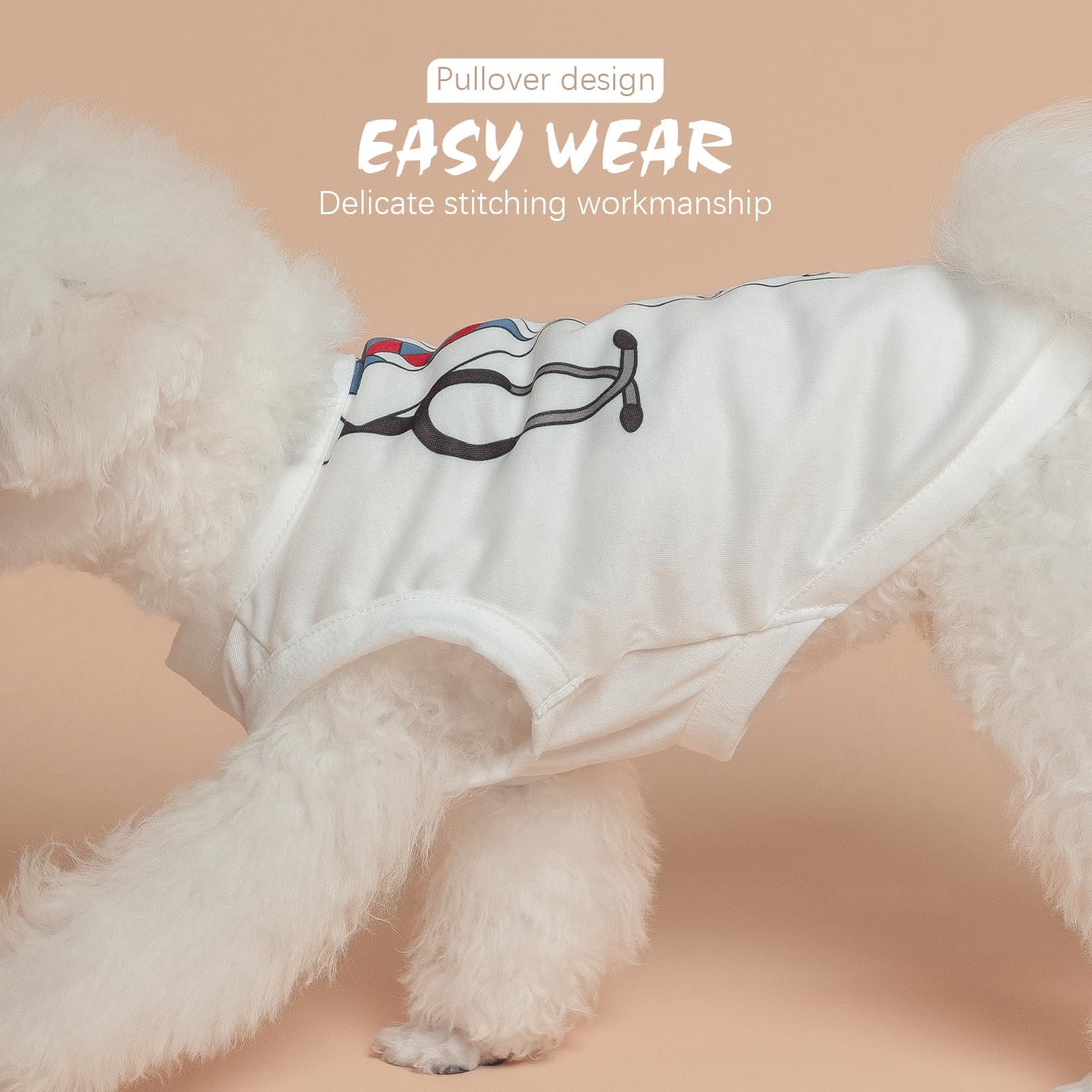 Bingpet Dog Shirt - Doctor Costume Print, Lightweight Dog Tank Top, Soft Breathable Puppy Sweatshirt(Chest Girth 20In)