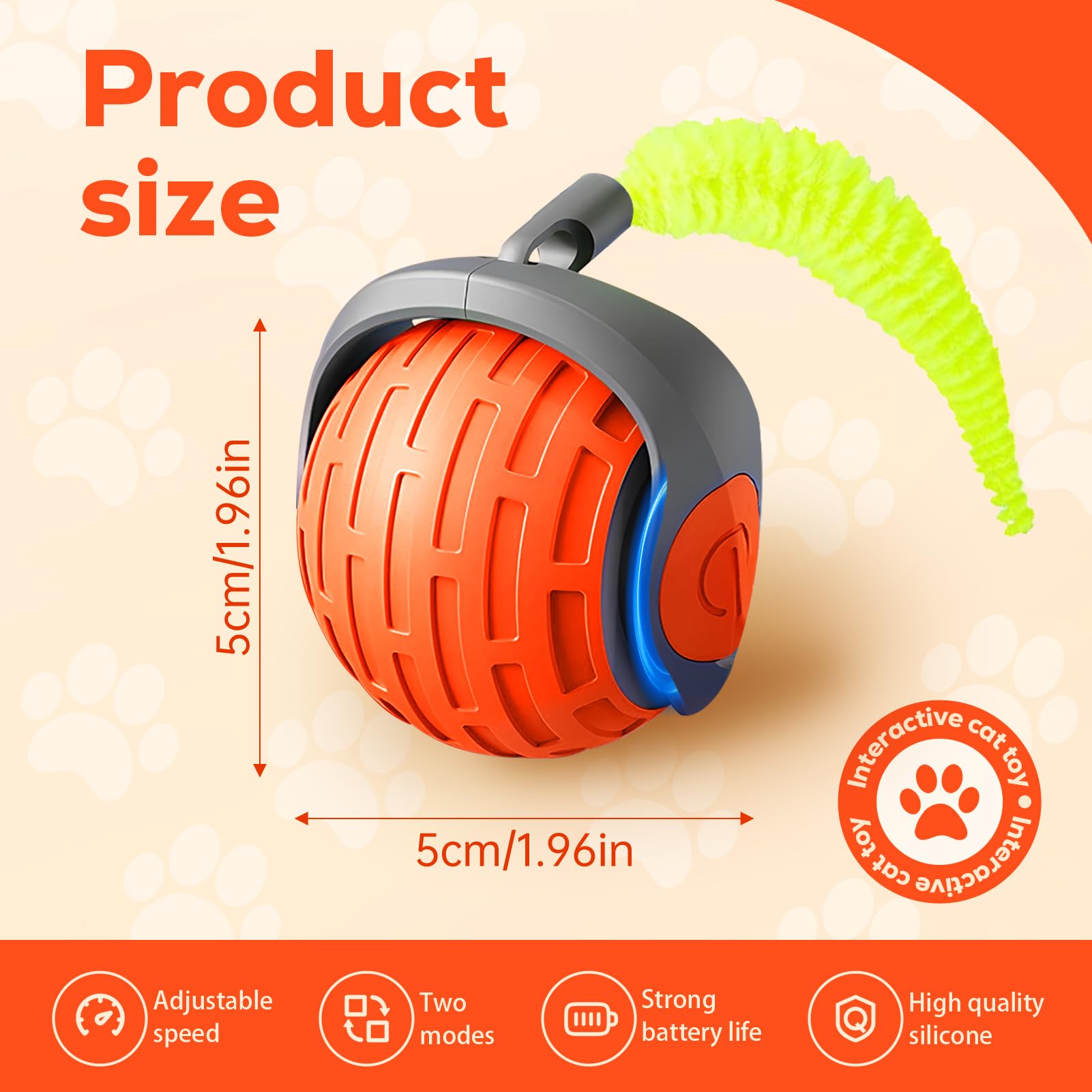 Elodsa Interactive Cat Ball Toy For Indoor Cats, Rotating Ball Toy, Automatic Moving, 360 Rolling, Ideal For Cats And Dogs