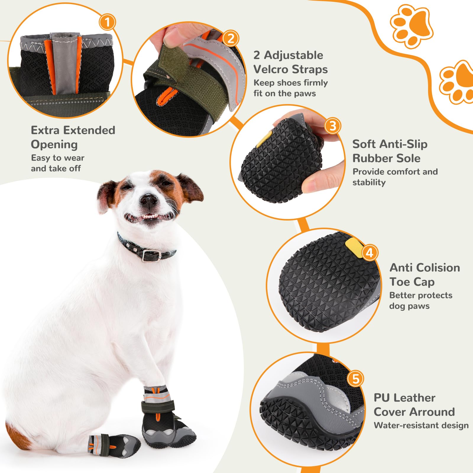 Dog Shoes For Large Small Medium Dogs, Dog Shoes For Summer Hot Pavement, Dog Boots & Paw Protectors Anti-Slip Waterproof For Ou