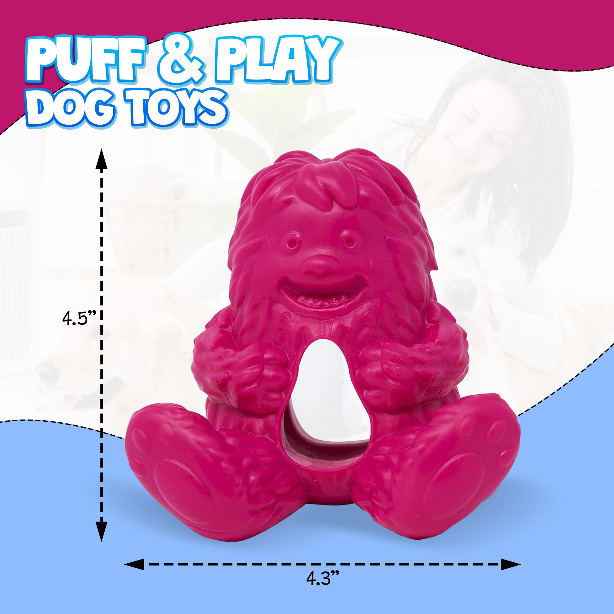 Yeti Puff & Play Dog Toy – Chew Holder & Treat Dispenser For Light To Moderate Chewers – Interactive Puzzle Toy For Teething & Behavior Training – Yeti Orange (Pink, Yeti)