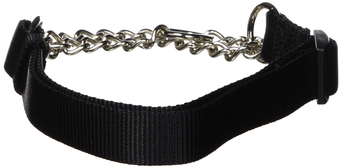 Hamilton Pet & Equine Hamilton 1 By 20 To 32-Inch Adjustable Combo Choke Dog Collar, Large, Chain And Black Nylon