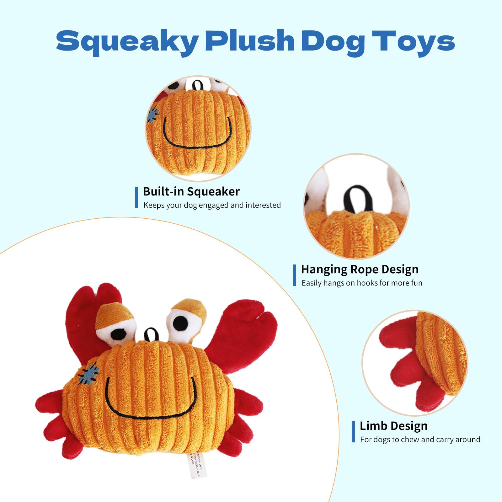 Dog Plush Toy for Small and Medium Dogs, Satisfy Dog's Natural Hunting Instinct, Squeaky Dog Toys for Indoor, Crinkle Sound Pape