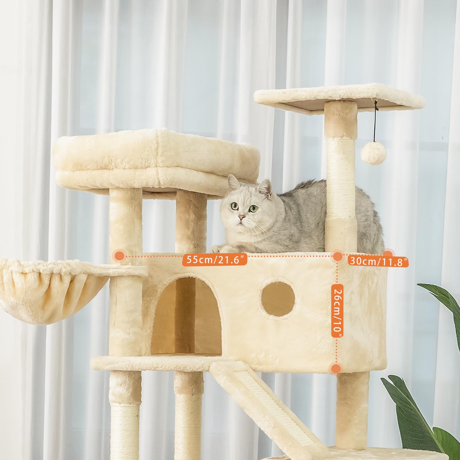 Karolpar 73 Inches Large Cat Tree For Indoor Cats, Tall Cat Tower With Sisal Scratching Posts And Pads, Padded Plush Perch, Cozy