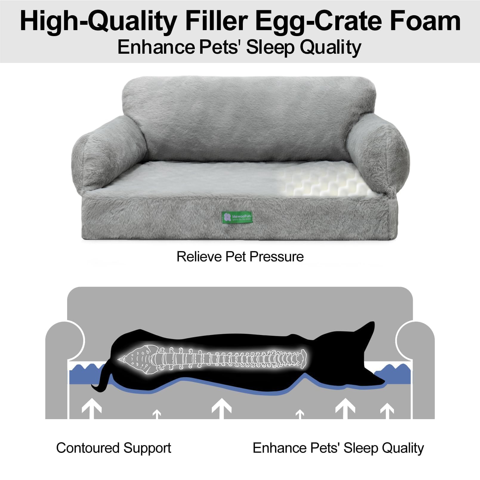 Mewoofun Cat Bed For Indoor Cats Orthopedic Dog Bed For Small Medium Dogs, Egg- Foam Pet Bed With Removable Washable Cover And N
