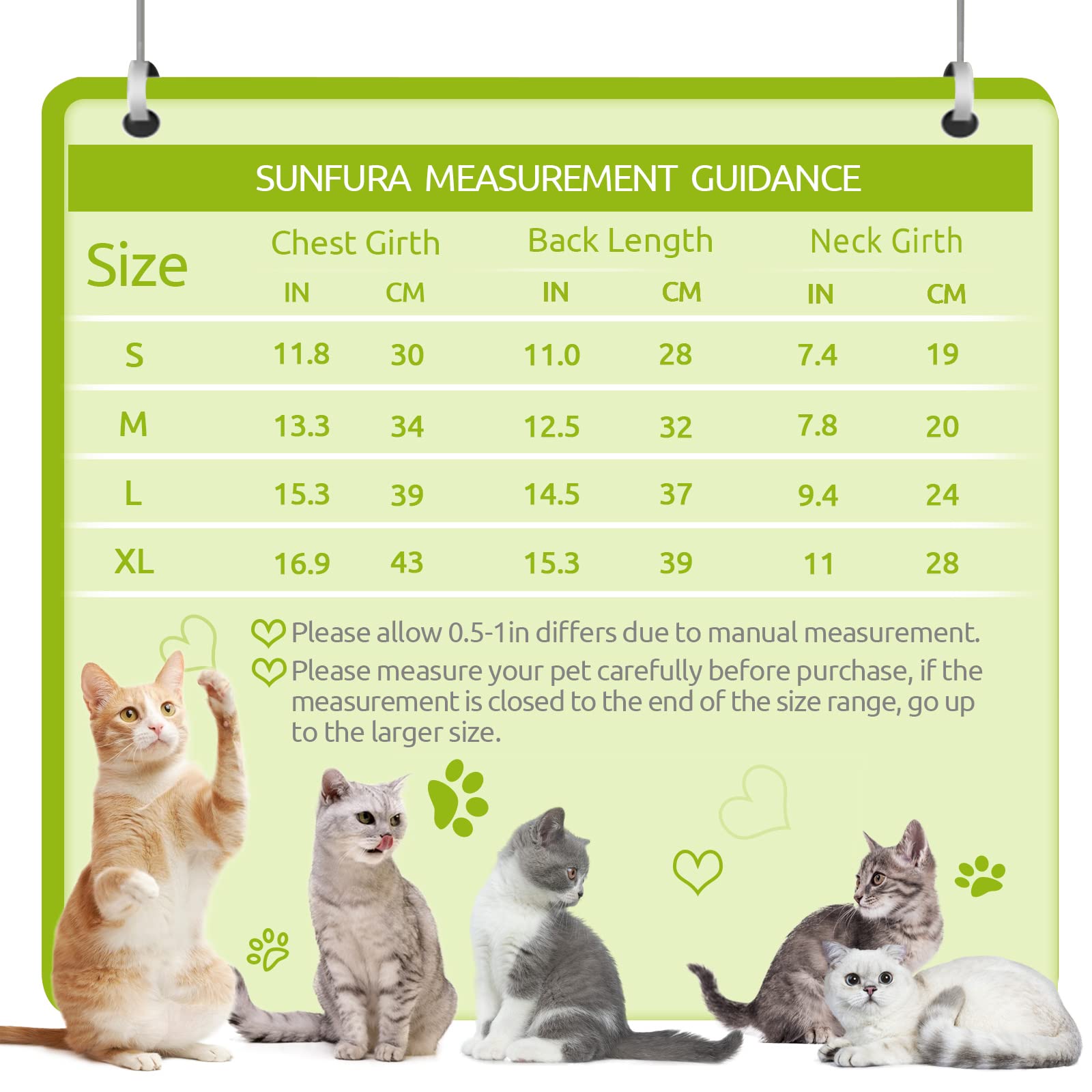 Sunfura Turtleneck Sweater Coat For Cat, Kitten Fleece Winter Pullover Vest Cat Cozy Soft Pajamas With Sleeves For Puppy Cats, Pet Warm And Jumpsuit Apparel For Cold Weather, Green S