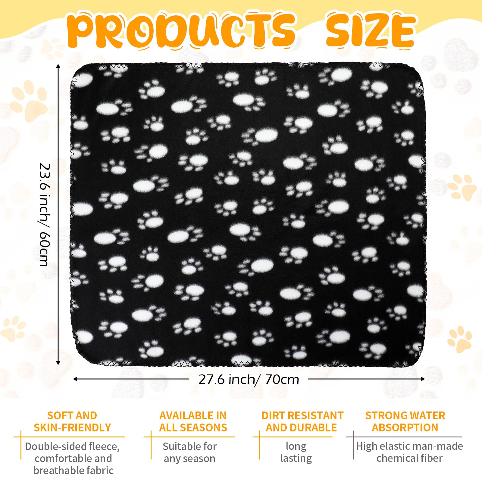 Tatuo 10 Pieces Pet Blankets With Paw Print Dog Cat Fleece Blankets Soft Warm Sleep Mat Pad Bed Cover For Kitten Puppy And Other