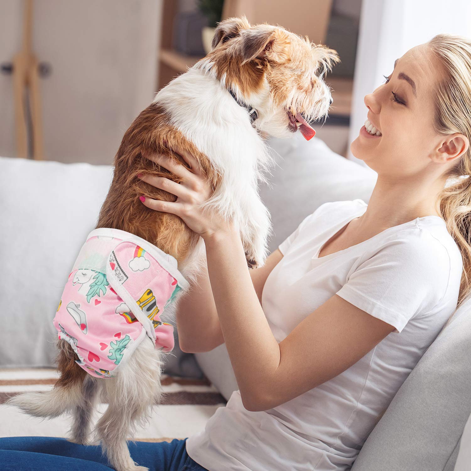 Pet Soft Washable Female Diapers (3 Pack) - Female Dog Diapers, Comfort Reusable Doggy Diapers For Girl Dog In Period Heat (Anim
