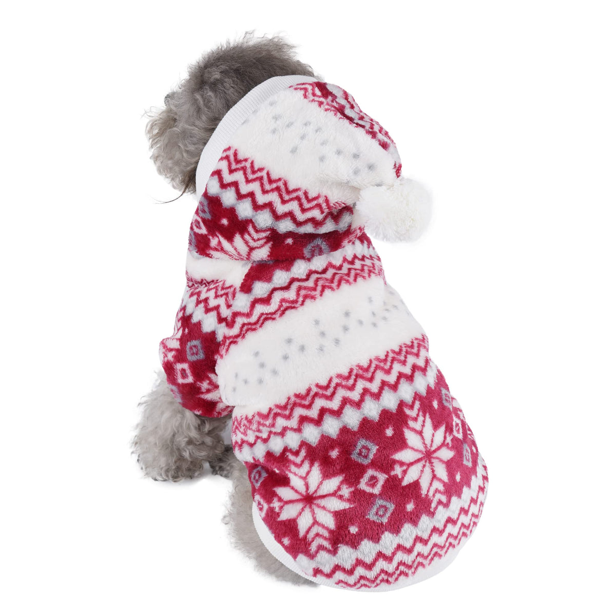 Mogoko Dog Cat Christmas Fleece Jacket With Hood, Puppy Pet Warm Sweater Coat For Xmas/Winter Cold Weather(M Size)