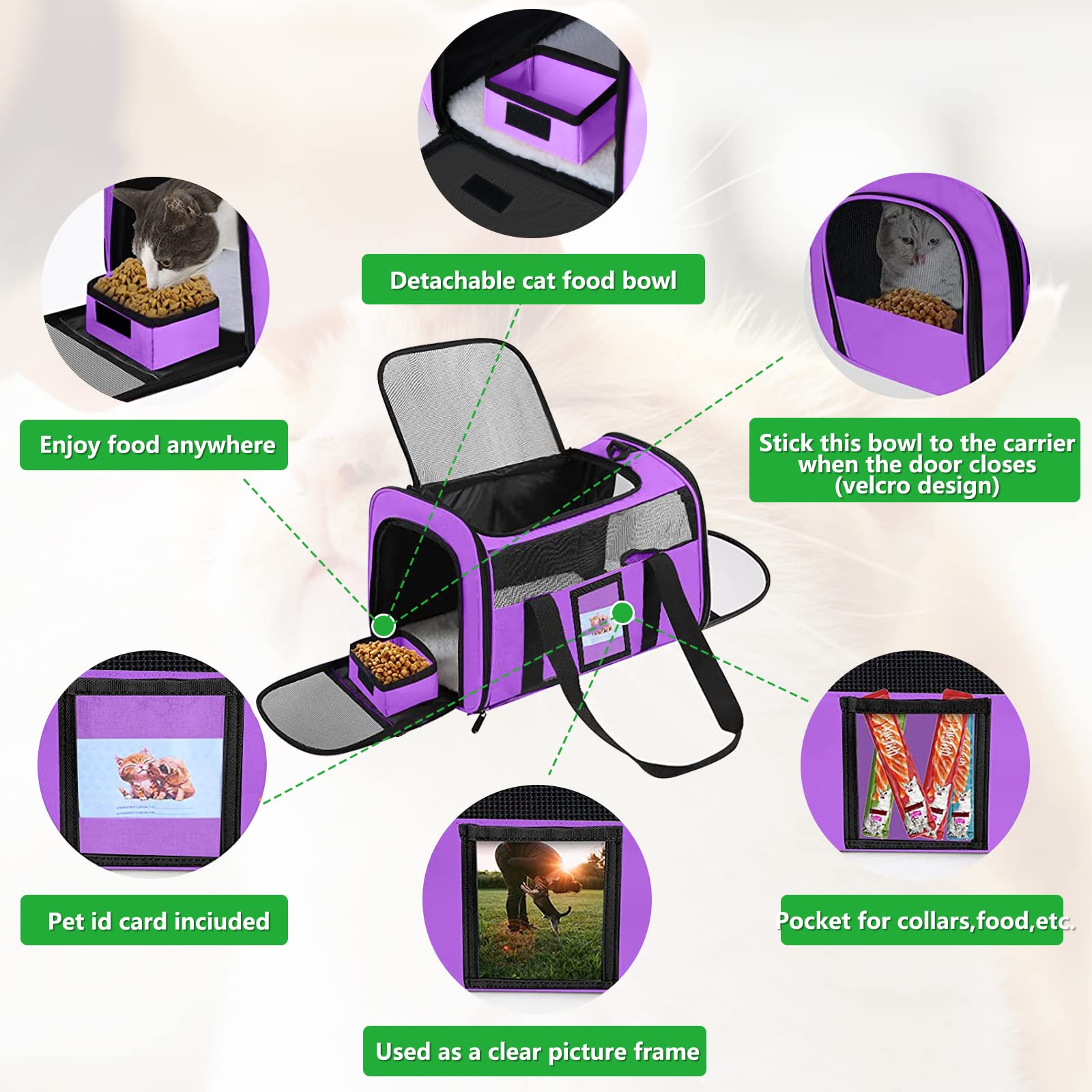 Seclato Large Cat Carrier Soft Sided Pet Carriers For Large Cats Under 25 Lbs, 20'' Dog Carrier Cat Carrier For 2 Cats Travel Ca