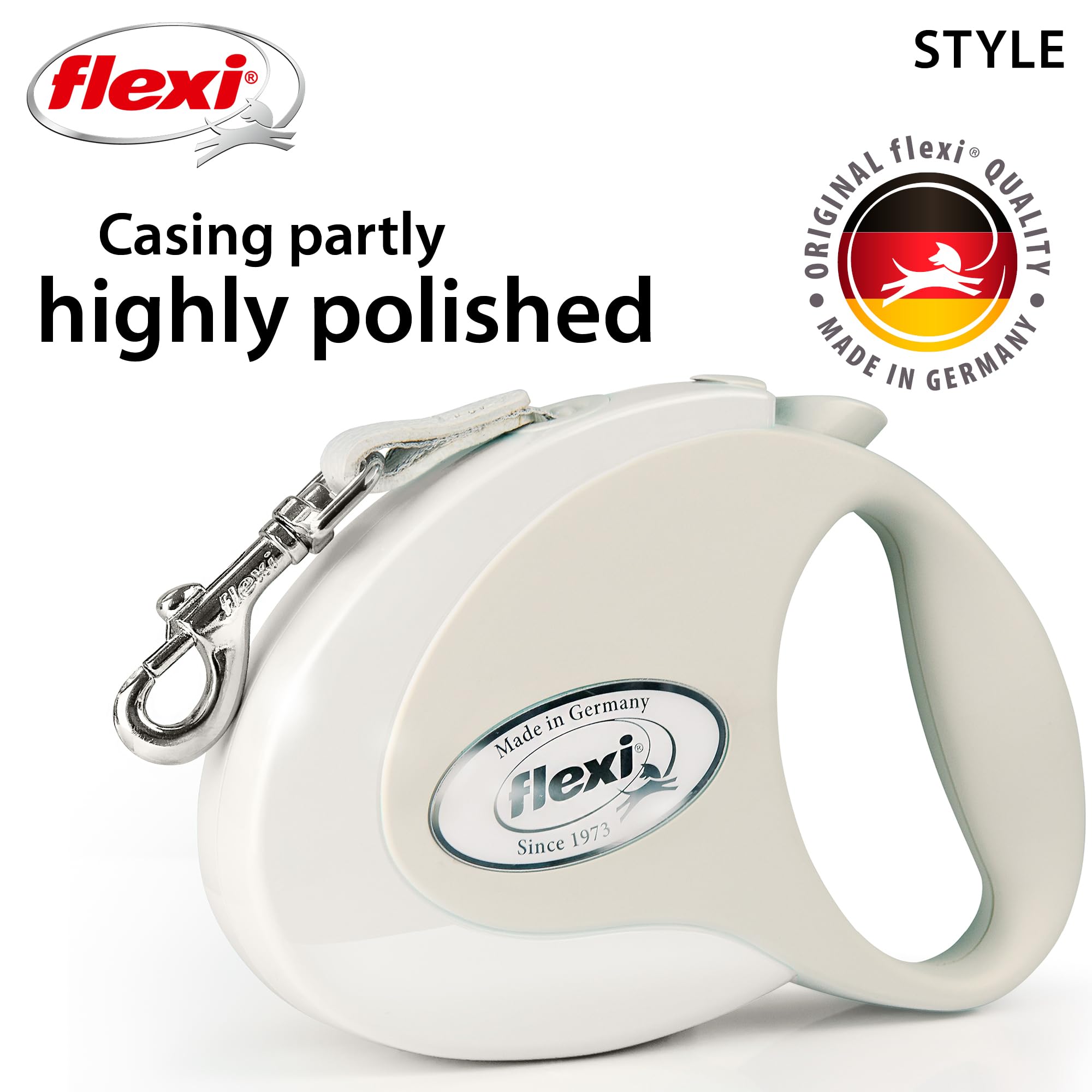 Flexi Style Retractable Dog Leash (Tape), Ergonomic, Durable And Tangle Free Pet Walking Leash For Dogs Up To 55 Lbs, 16 Ft, Med