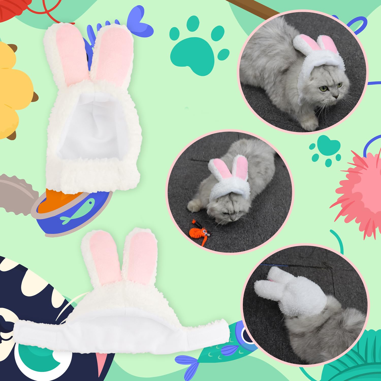 Hhdatc Cute Cat Hat Costum Bunny Rabbit Hat With Ears For Cats & Small Dogs