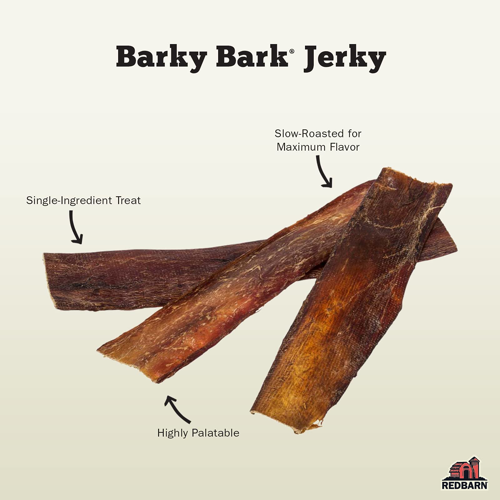 Redbarn All-Natural Barky Bark Beef Jerky for Dogs - Medium 4-5 Strips - Premium Grain-Free & Rawhide-Free Treats w/Chondroitin